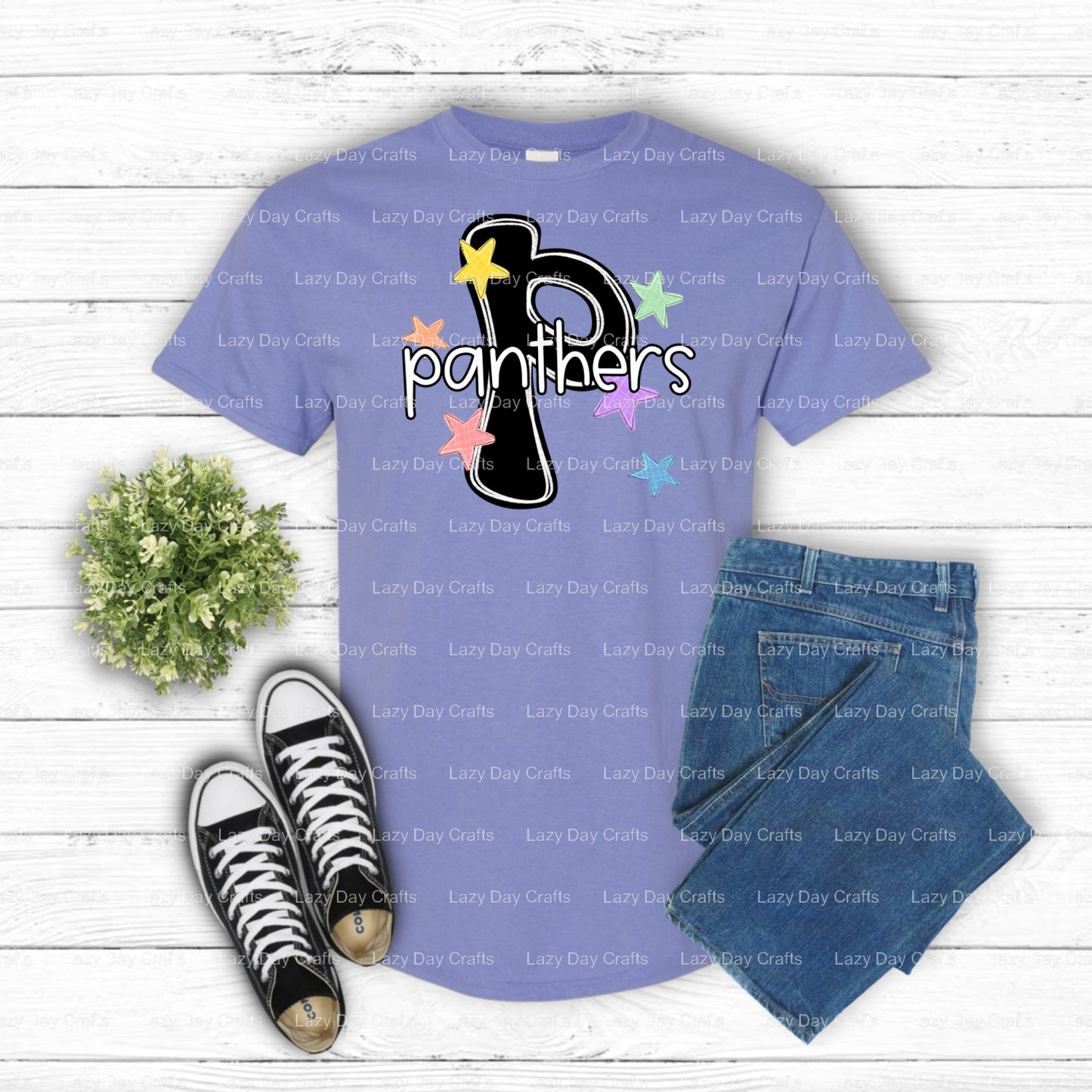 PANTHERS School Mascot – DTF Transfer (view 1 of 2) – by Lazy Day Crafts – DTF Transfers – School Mascot, Apparel Industry