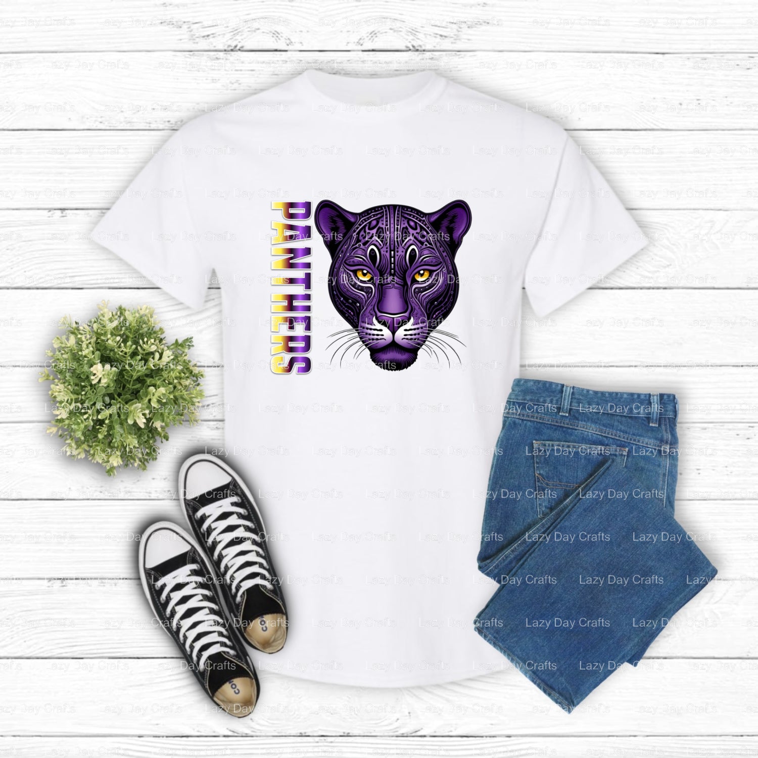 PANTHERS – School Mascot DTF Transfer (view 2 of 2) – by Lazy Day Crafts – DTF Transfers – School Mascot, School Spirit Ap...