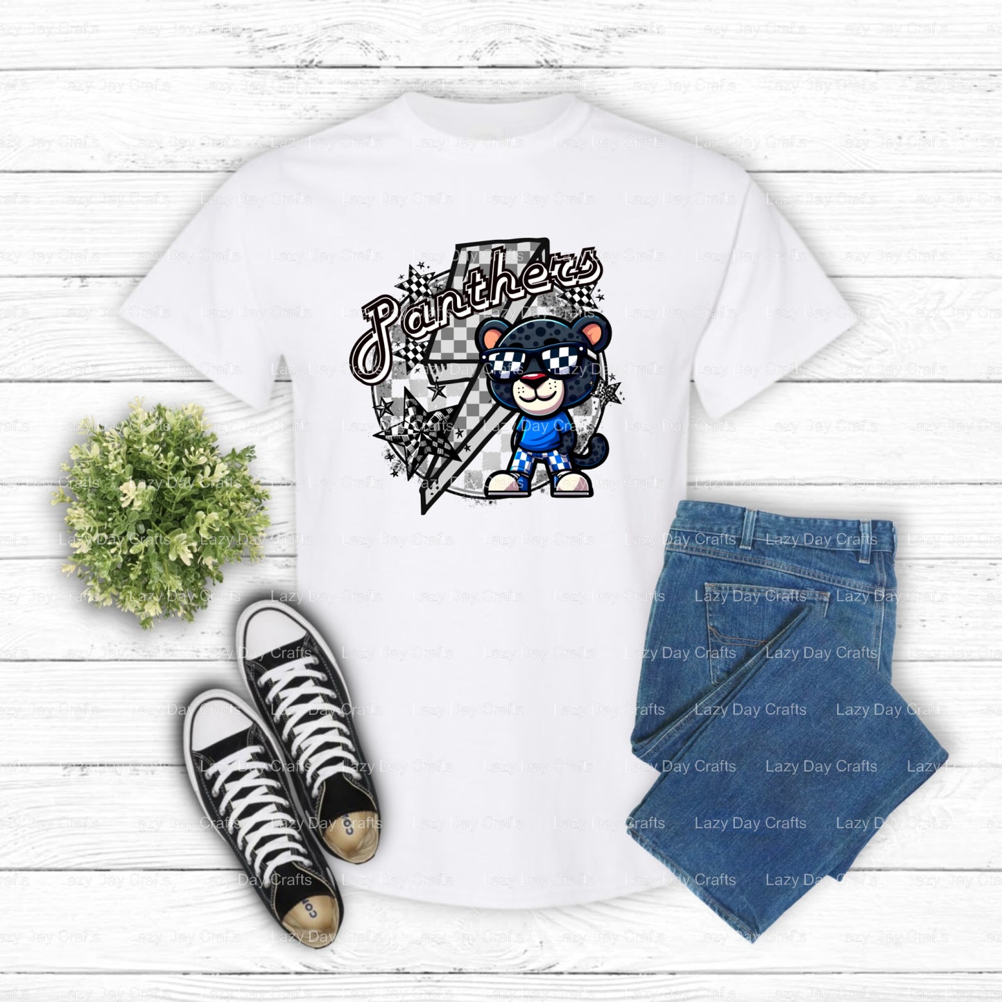 PANTHERS School Mascot – DTF Transfer (view 2 of 2) – by Lazy Day Crafts – DTF Transfers – School Mascot, Apparel Decorating