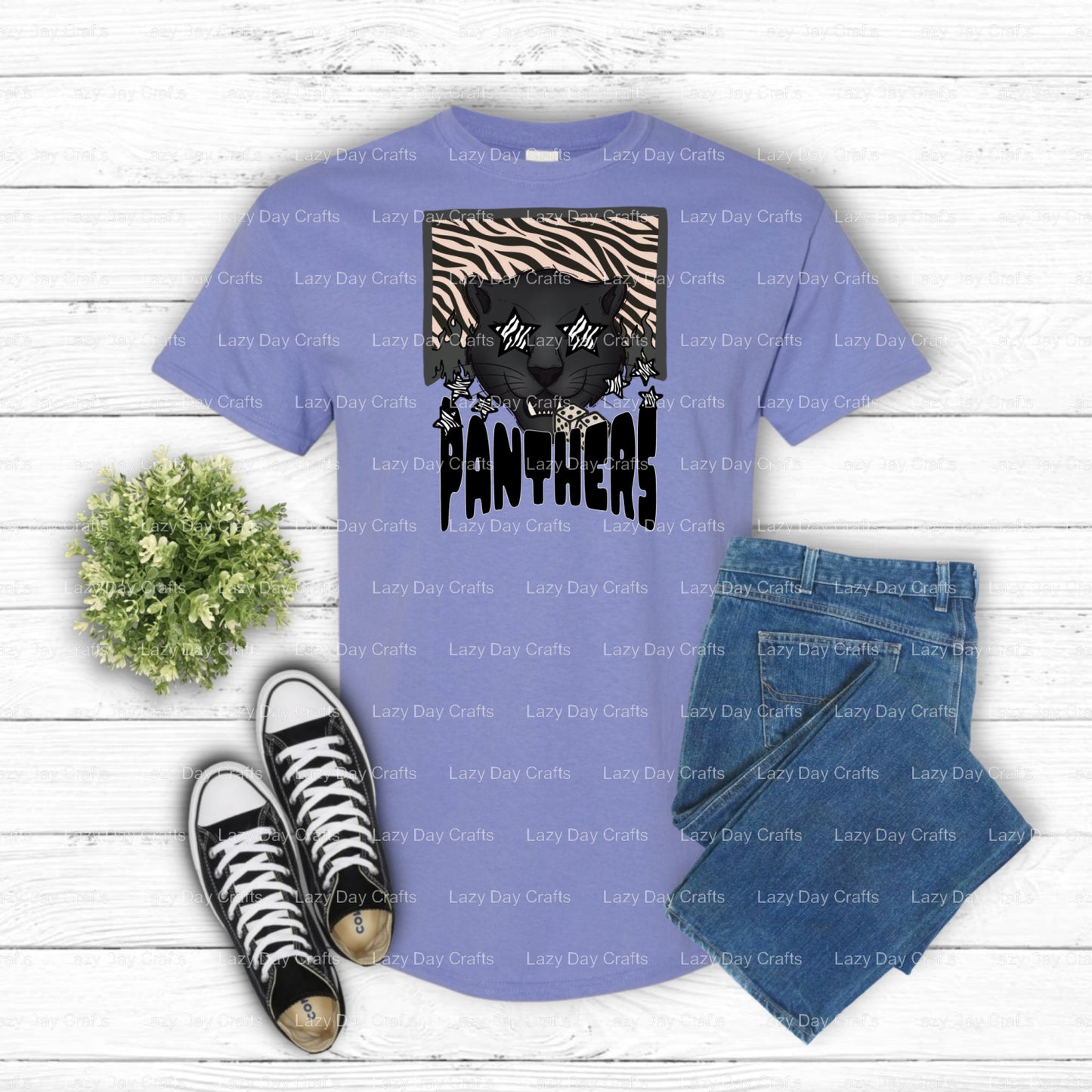 PANTHERS School Mascot – DTF Transfer (view 2 of 2) – by Lazy Day Crafts – DTF Transfers – School Mascot, Apparel Decoration