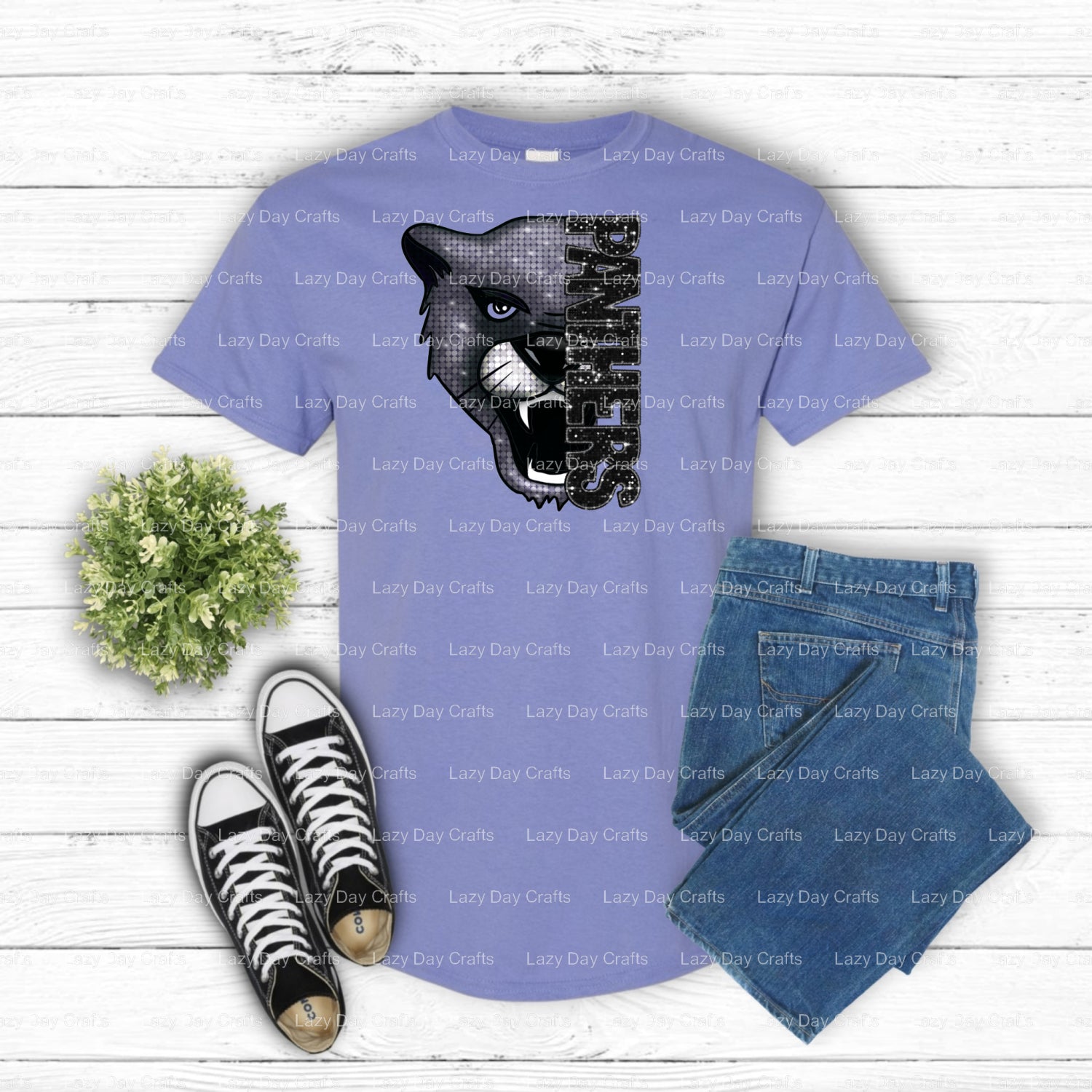 Panthers – School Mascot DTF Transfer (view 2 of 2) – by Lazy Day Crafts – DTF Transfers – School Mascots, Spirit Wear