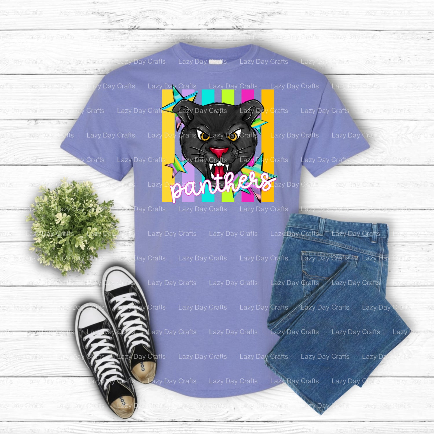 PANTHERS School Mascot – Ready-to-Press DTF Transfer (view 1 of 2) – by Lazy Day Crafts – DTF Transfers – School Mascot, A...