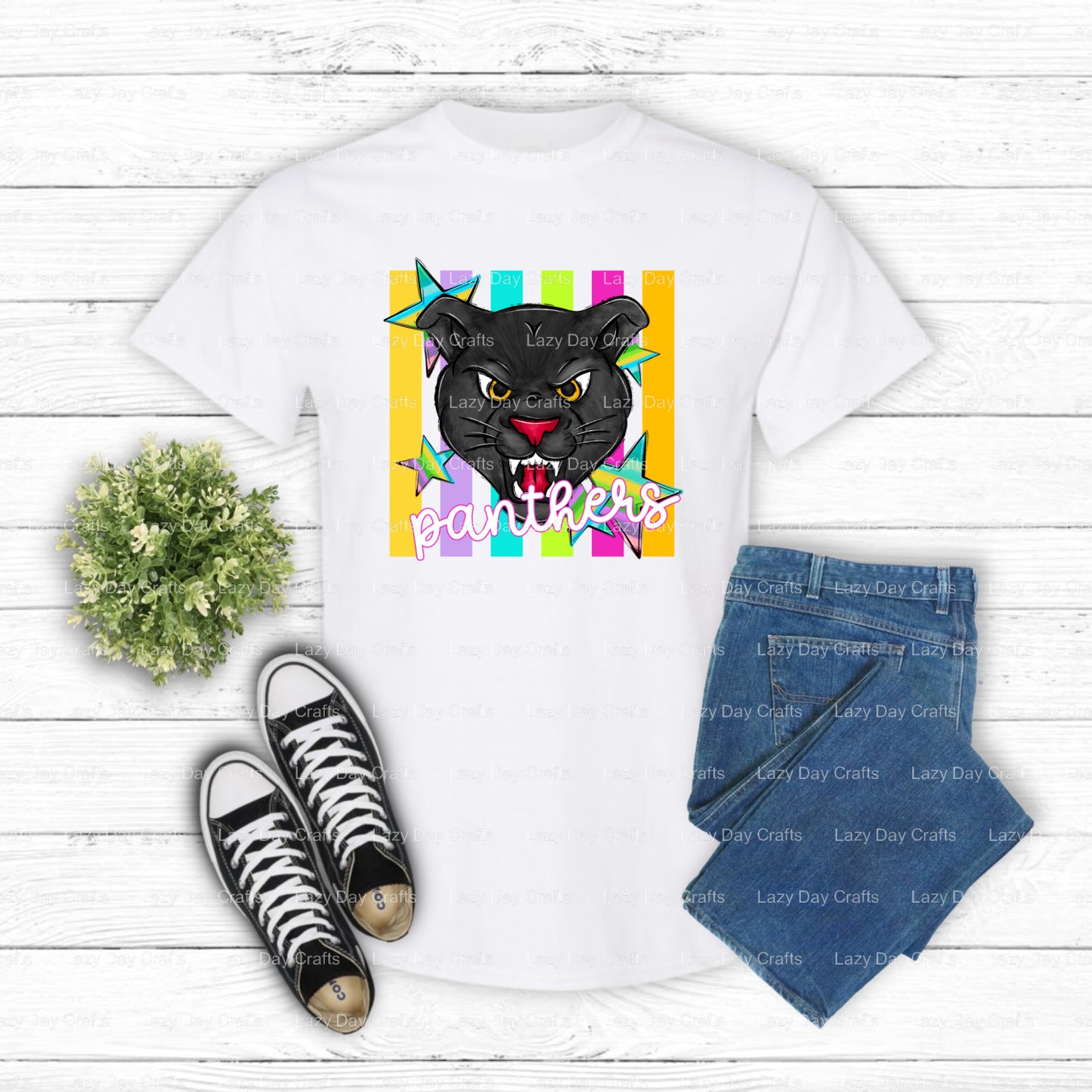 PANTHERS School Mascot – Ready-to-Press DTF Transfer (view 2 of 2) – by Lazy Day Crafts – DTF Transfers – School Mascot, A...