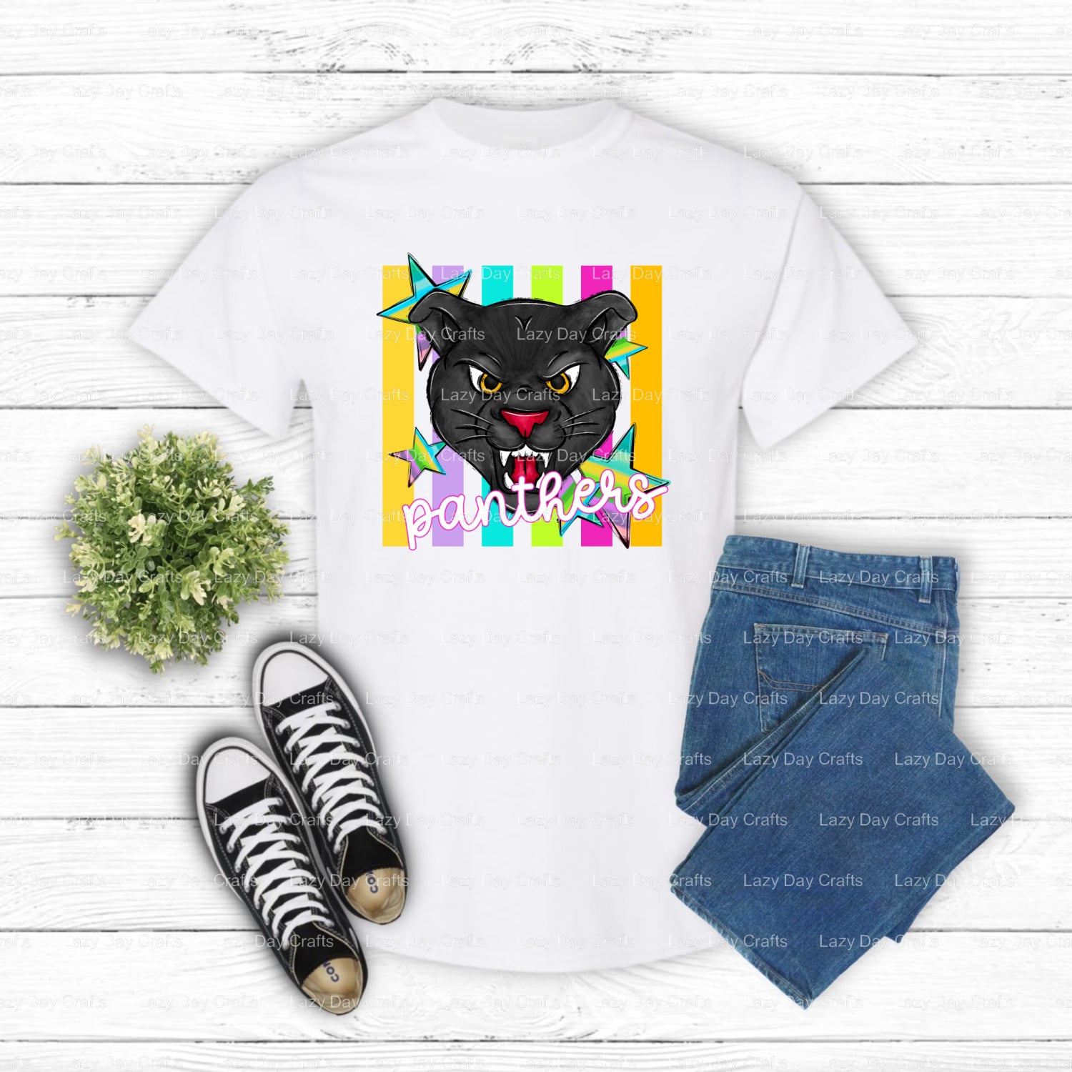 PANTHERS School Mascot – Ready-to-Press DTF Transfer (view 2 of 2) – by Lazy Day Crafts – DTF Transfers – School Mascot, A...