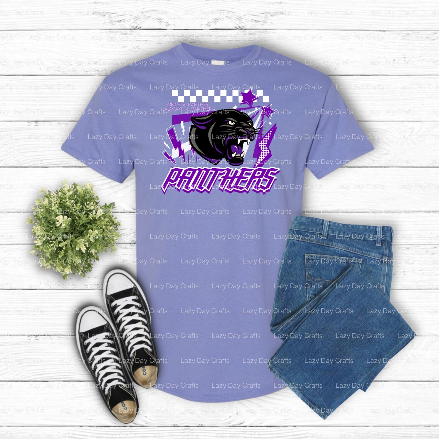 PANTHERS – School Spirit DTF Transfer (view 1 of 2) – by Lazy Day Crafts – DTF Transfers – School Mascot, Apparel Decor