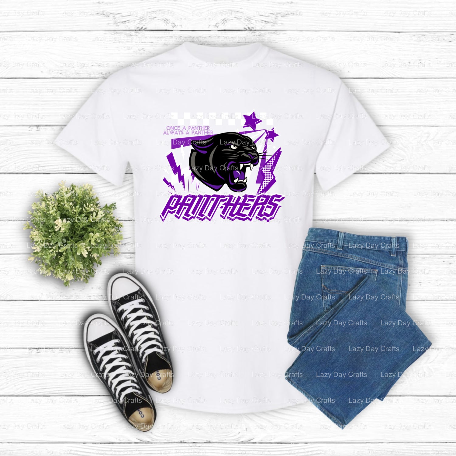PANTHERS – School Spirit DTF Transfer (view 2 of 2) – by Lazy Day Crafts – DTF Transfers – School Mascot, Apparel Decor