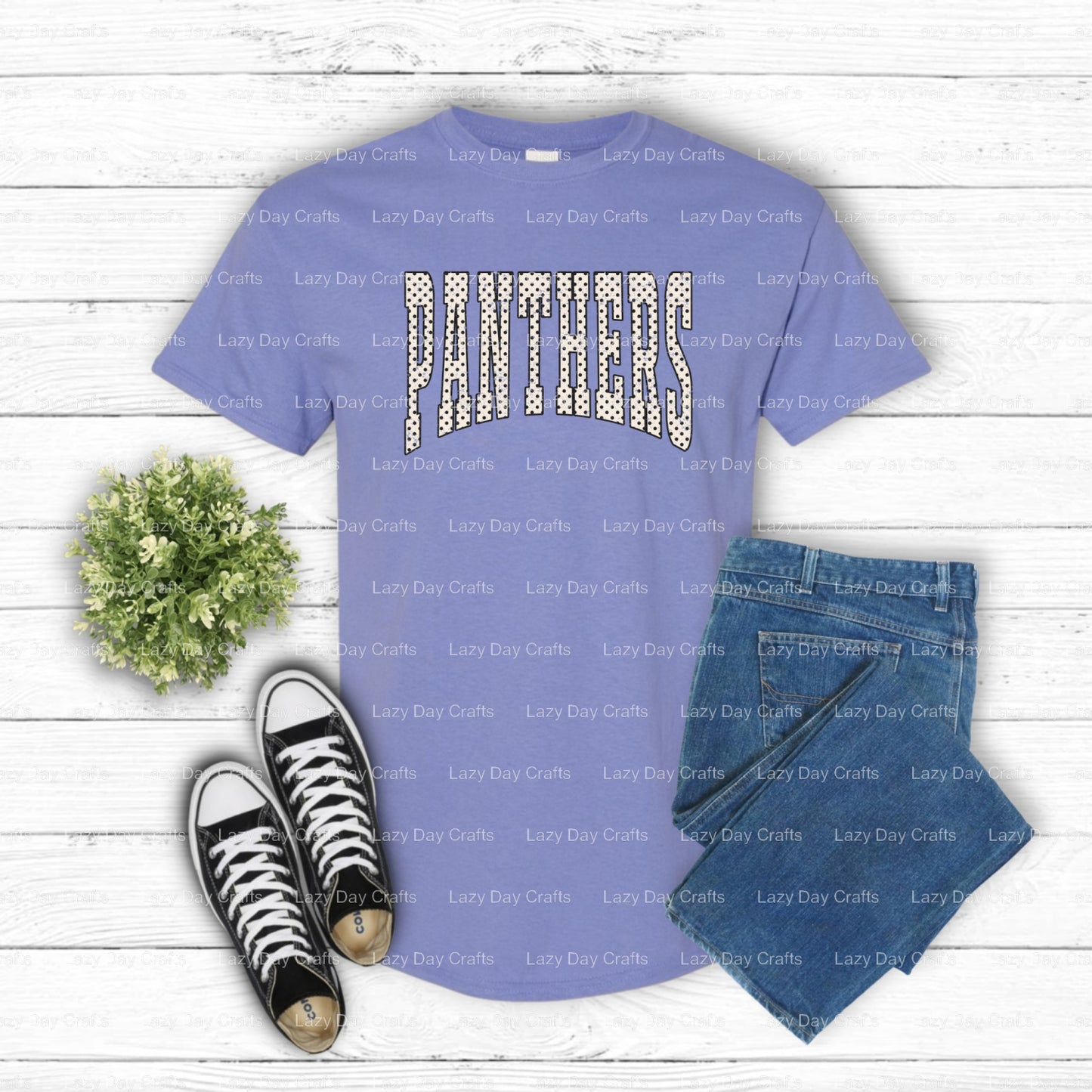 Panthers Varsity Polka Dot Mascot – DTF Transfer (view 1 of 3) – by Lazy Day Crafts – DTF Transfers – DTF Transfers, Prema...