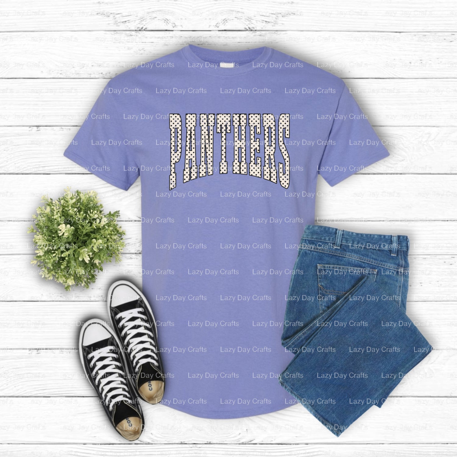 Panthers Varsity Polka Dot Mascot – DTF Transfer (view 1 of 3) – by Lazy Day Crafts – DTF Transfers – DTF Transfers, Prema...
