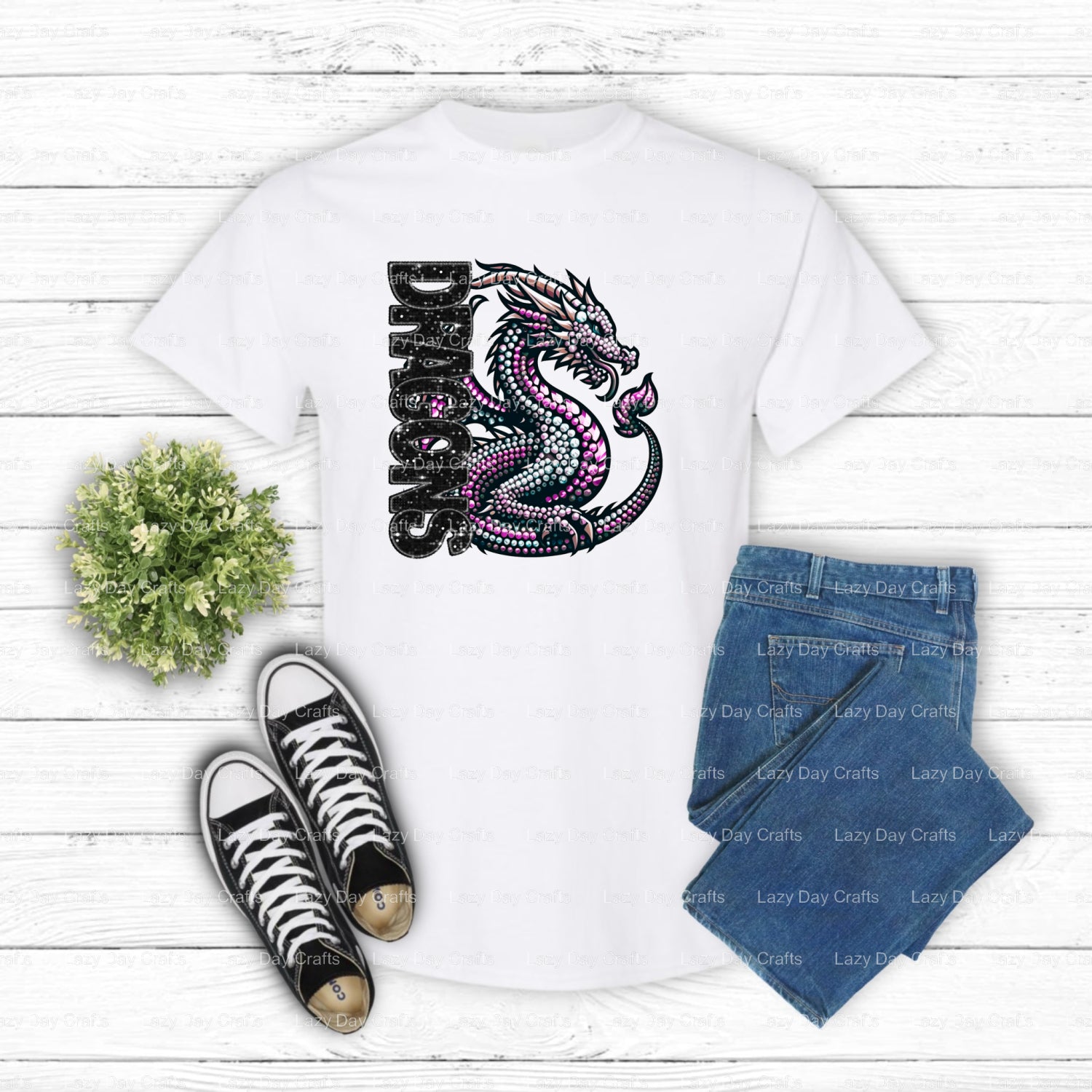 Pink Dragon School Mascot – DTF Transfer (view 1 of 2) – by Lazy Day Crafts – DTF Transfers – School Mascot, Apparel Decor