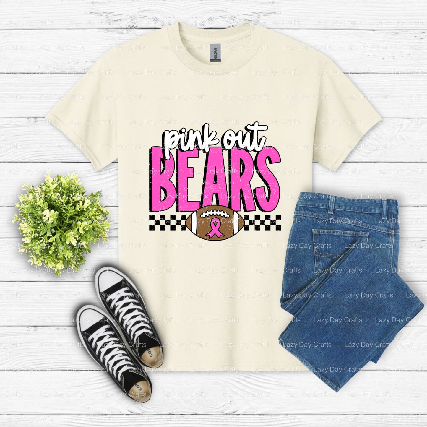 Pink Out Bears – School Spirit DTF Transfer (view 1 of 2) – by Lazy Day Crafts – DTF Transfers – School Spirit, Apparel Decor