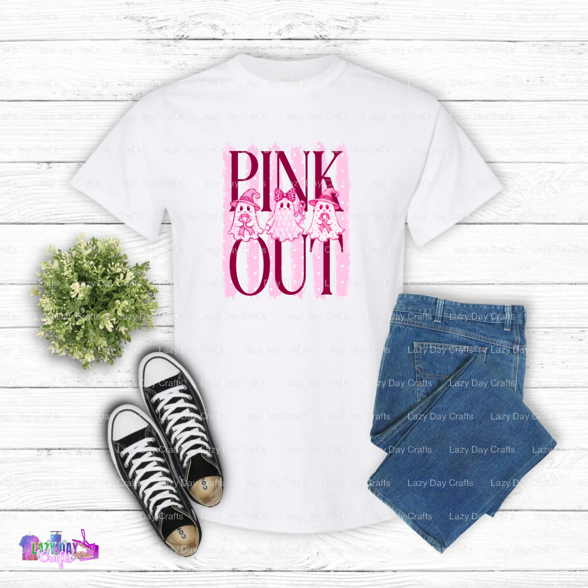 PINK OUT – Breast Cancer Awareness DTF Transfer (view 1 of 2) – by Lazy Day Crafts – DTF Transfers – DTF Transfers, Premad...