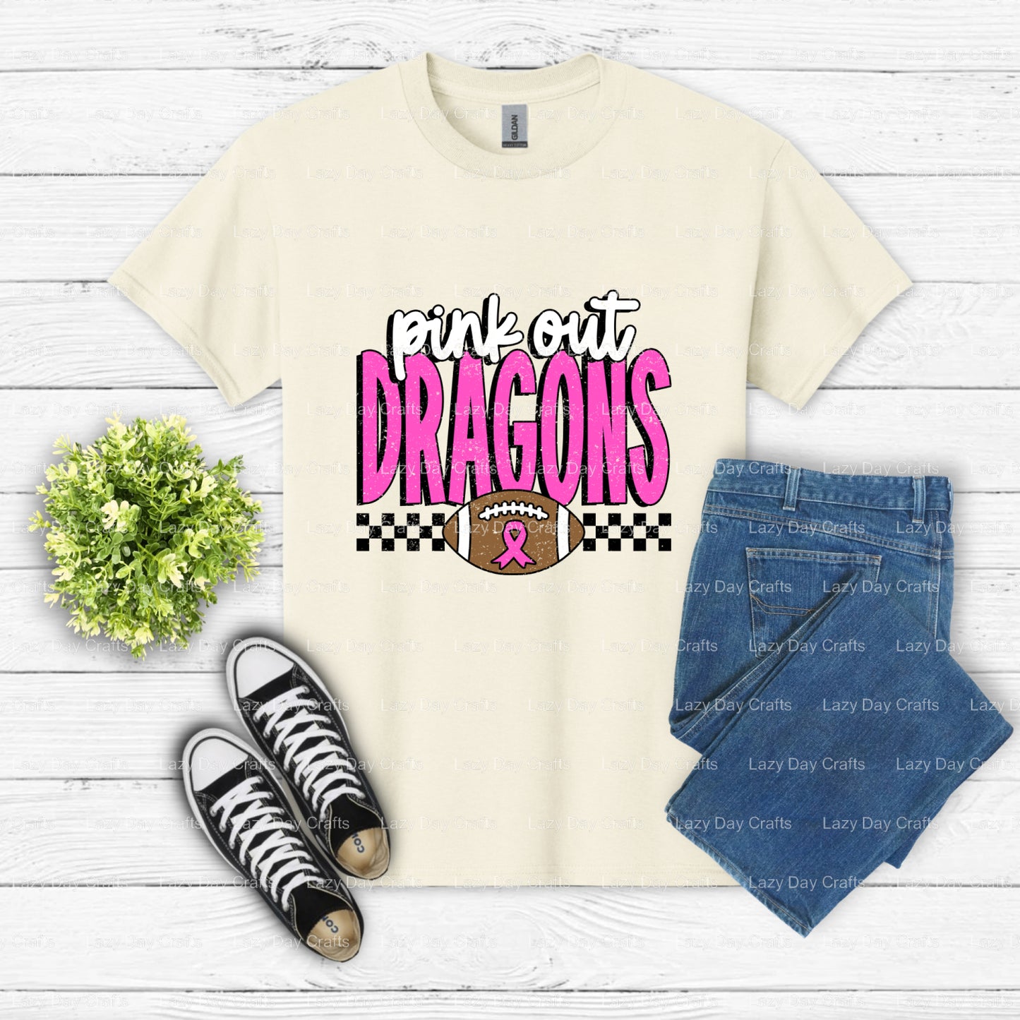 Pink Out Dragons School Mascot – DTF Transfer (view 1 of 2) – by Lazy Day Crafts – DTF Transfers – School Mascot, Apparel...