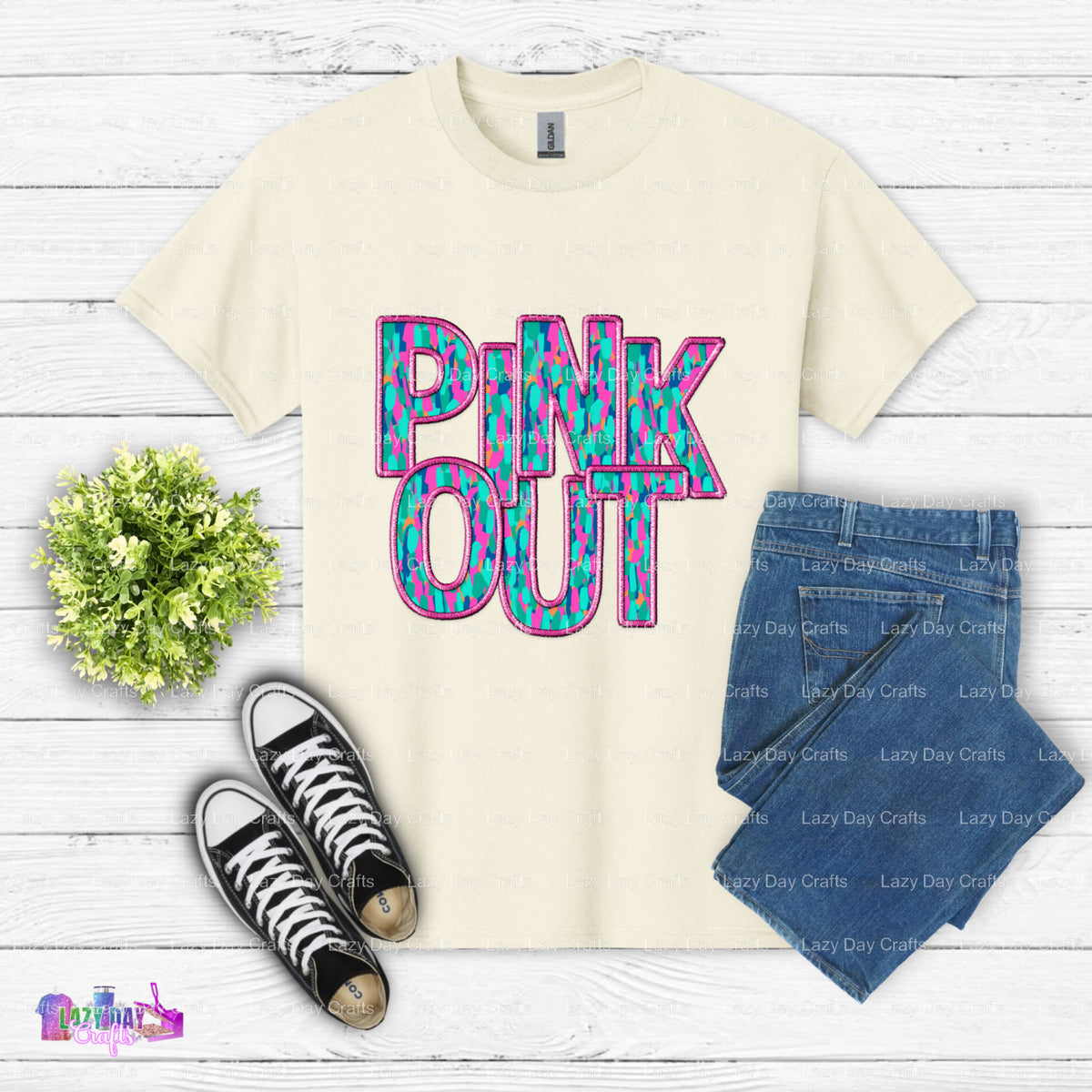 PINK OUT – DTF Transfer (view 1 of 2) – by Lazy Day Crafts – DTF Transfers – DTF Transfers, Premade DTF