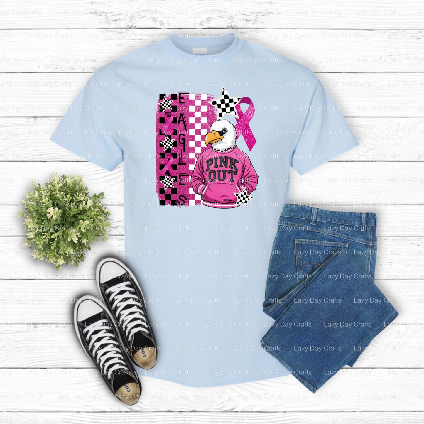 Pink Out Eagles – School Mascot DTF Transfer (view 2 of 2) – by Lazy Day Crafts – DTF Transfers – School Mascot, School Sp...