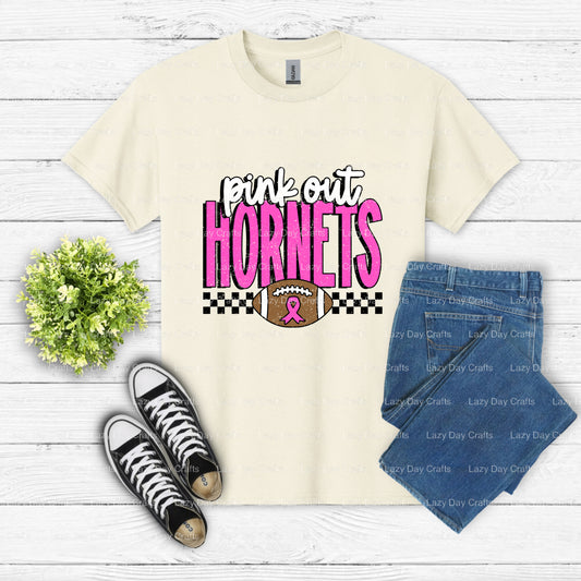 Pink Out Hornets – School Spirit DTF Transfer (view 1 of 2) – by Lazy Day Crafts – DTF Transfers – School Mascot, School S...