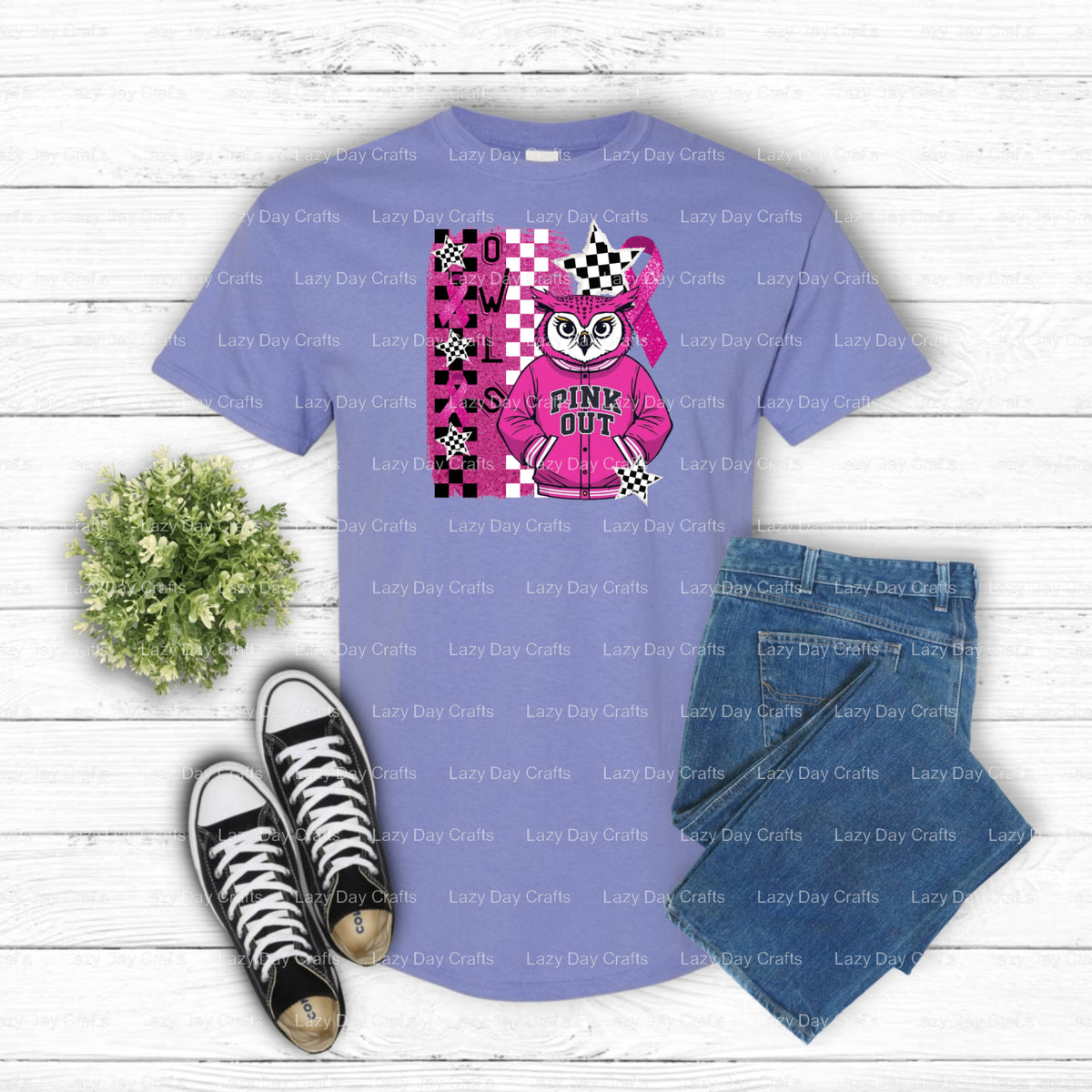 PINK OUT OWLS – School Mascot DTF Transfer (view 1 of 2) – by Lazy Day Crafts – DTF Transfers – School Spirit, Apparel Decor
