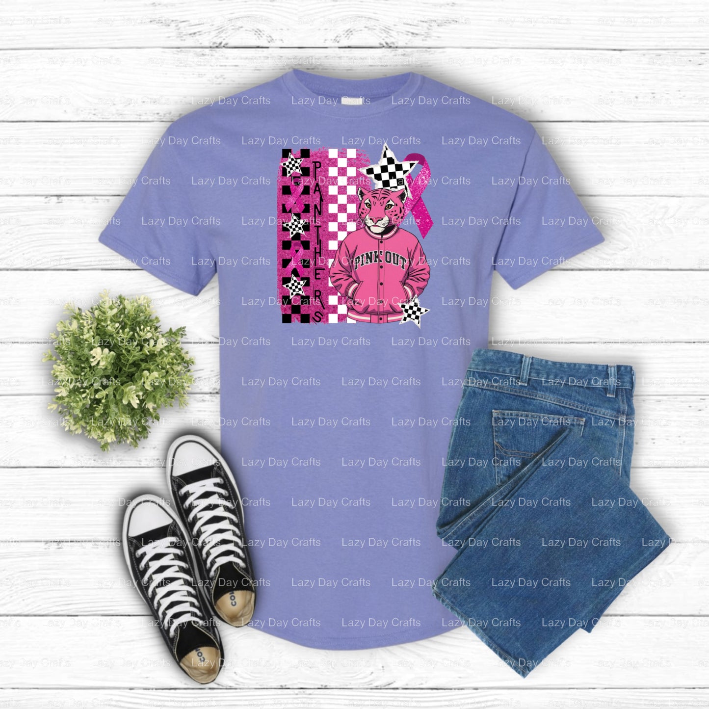 PINK OUT PANTHERS – School Spirit DTF Transfer (view 1 of 2) – by Lazy Day Crafts – DTF Transfers – School Mascot, Apparel...