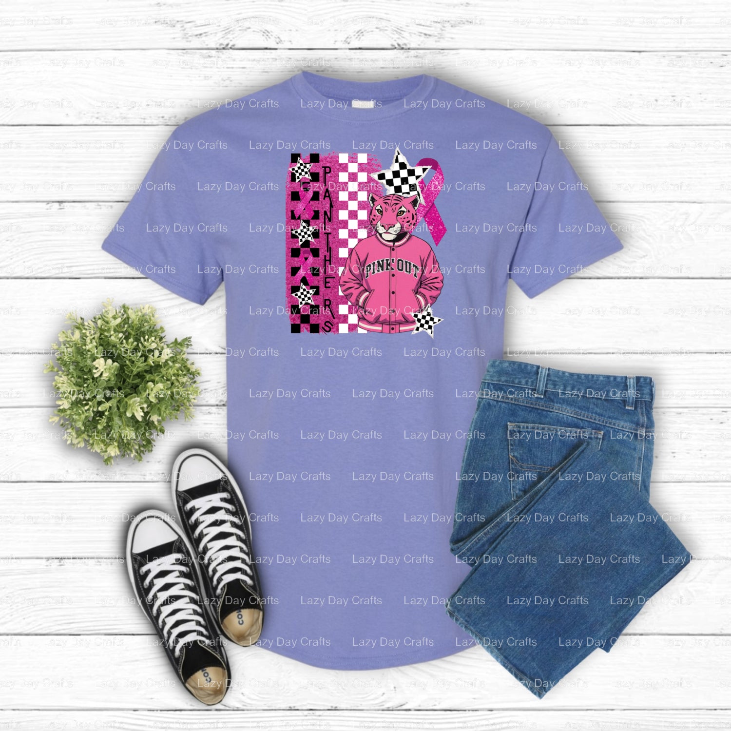 PINK OUT PANTHERS – School Spirit DTF Transfer (view 1 of 2) – by Lazy Day Crafts – DTF Transfers – School Mascot, Apparel...