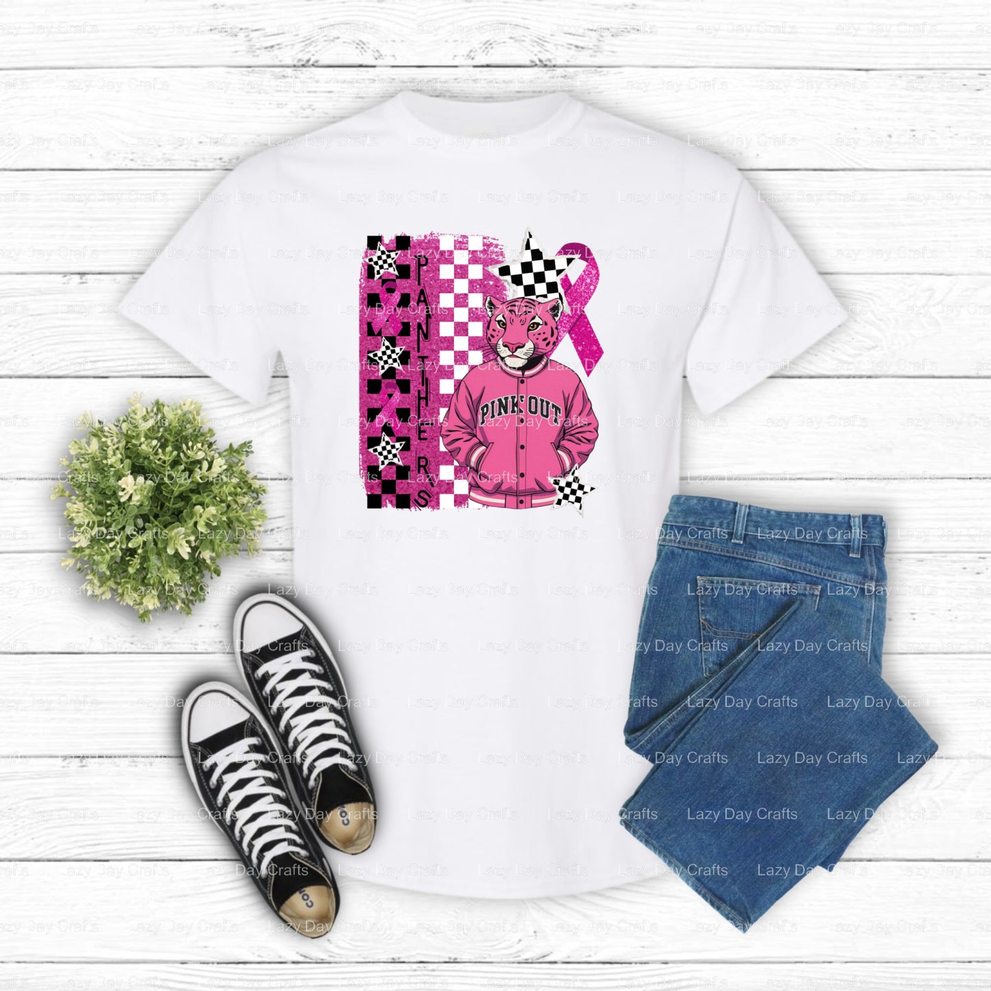 PINK OUT PANTHERS – School Spirit DTF Transfer (view 2 of 2) – by Lazy Day Crafts – DTF Transfers – School Mascot, Apparel...