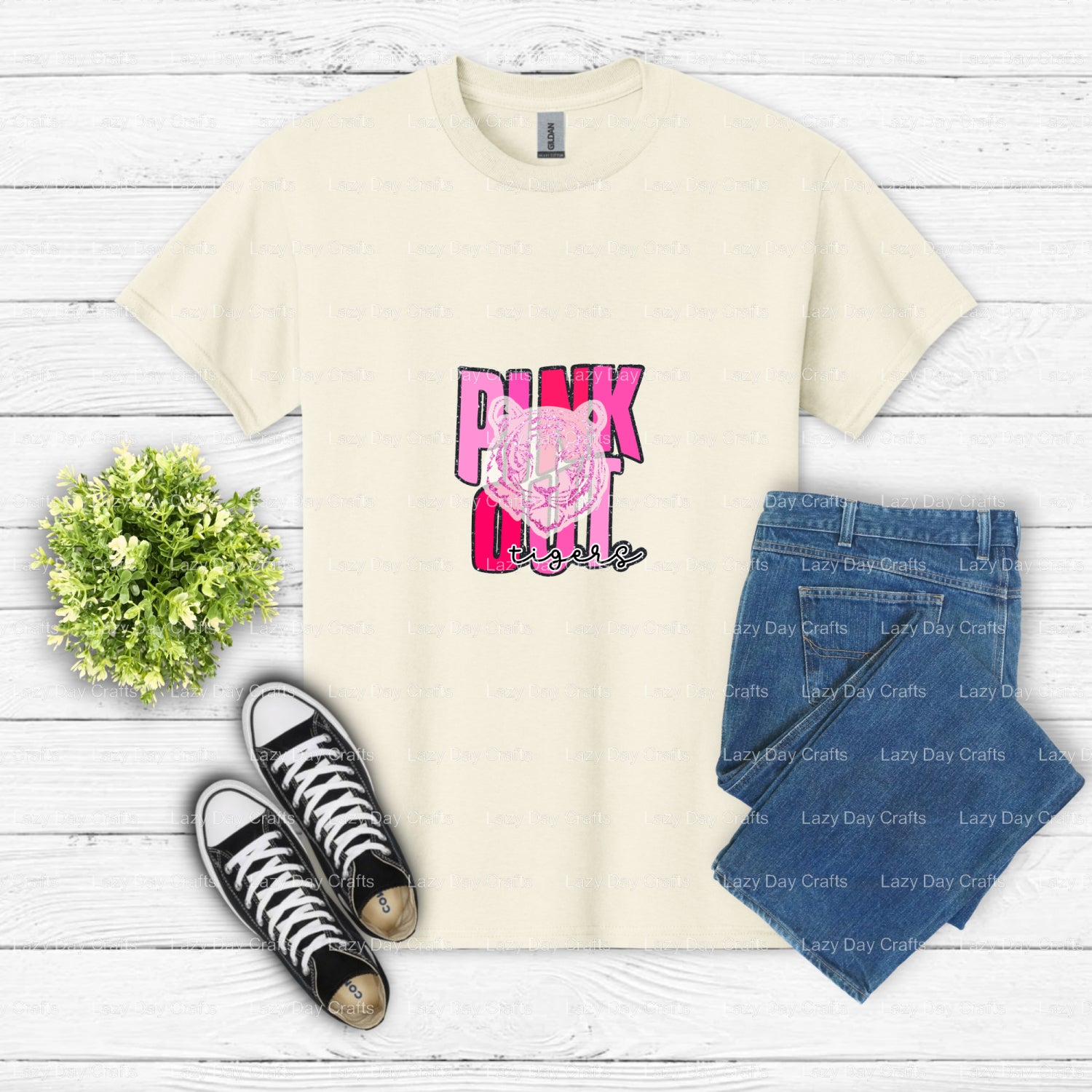 PINK OUT TIGERS GAME DAY – DTF Transfer (view 2 of 2) – by Lazy Day Crafts – DTF Transfers – DTF Transfers, Premade DTF