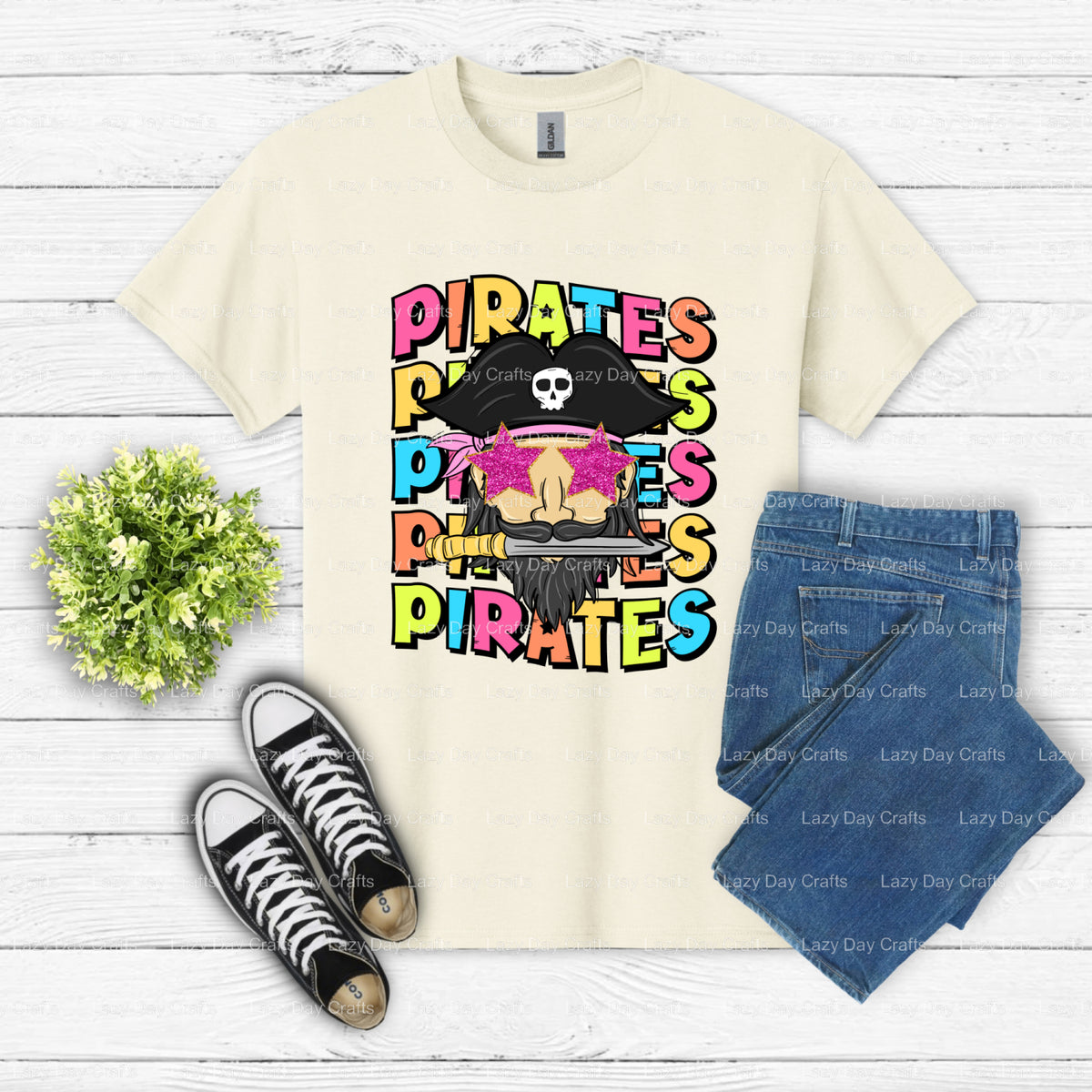 Pirate Parrot Cartoon – Pirates DTF Transfer (view 2 of 2) – by Lazy Day Crafts – DTF Transfers – Lazy Day Crafts, DTF Tra...