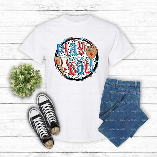 PLAY BALL – Baseball DTF Transfer (view 2 of 2) – by Lazy Day Crafts – DTF Transfers – Baseball, DTF Transfers
