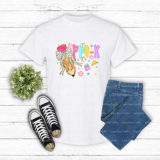 PRE-K Owl First School Day – DTF Transfer (view 1 of 2) – by Lazy Day Crafts – DTF Transfers – DTF Transfers, Premade DTF