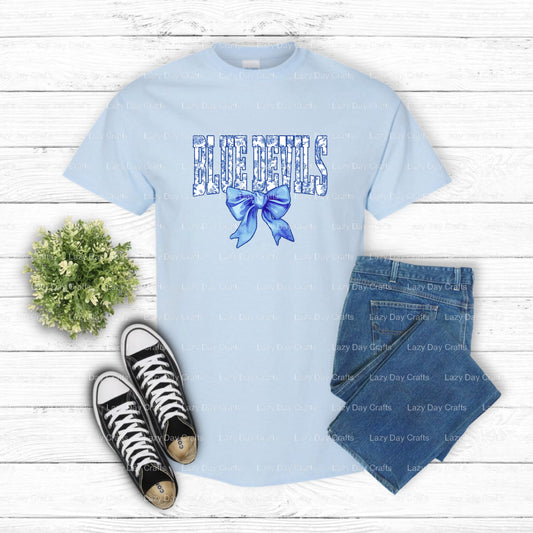 Proud Blue Devil Mascot – School Spirit DTF Transfer (view 1 of 2) – by Lazy Day Crafts – DTF Transfers – School Mascot, A...