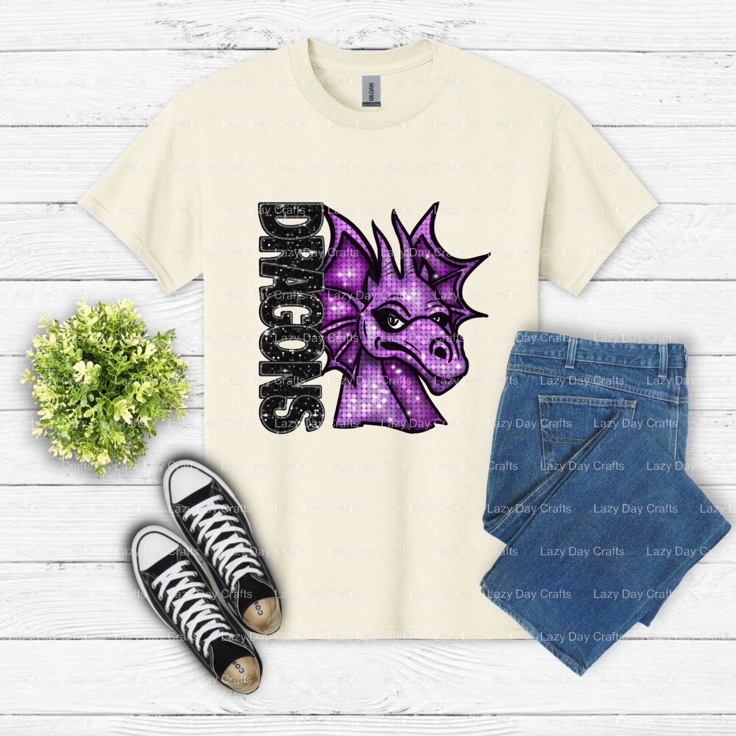 Purple Dragon Mascot School Spirit DTF Transfer (view 1 of 2) – by Lazy Day Crafts – DTF Transfers – School Mascot, DTF Tr...
