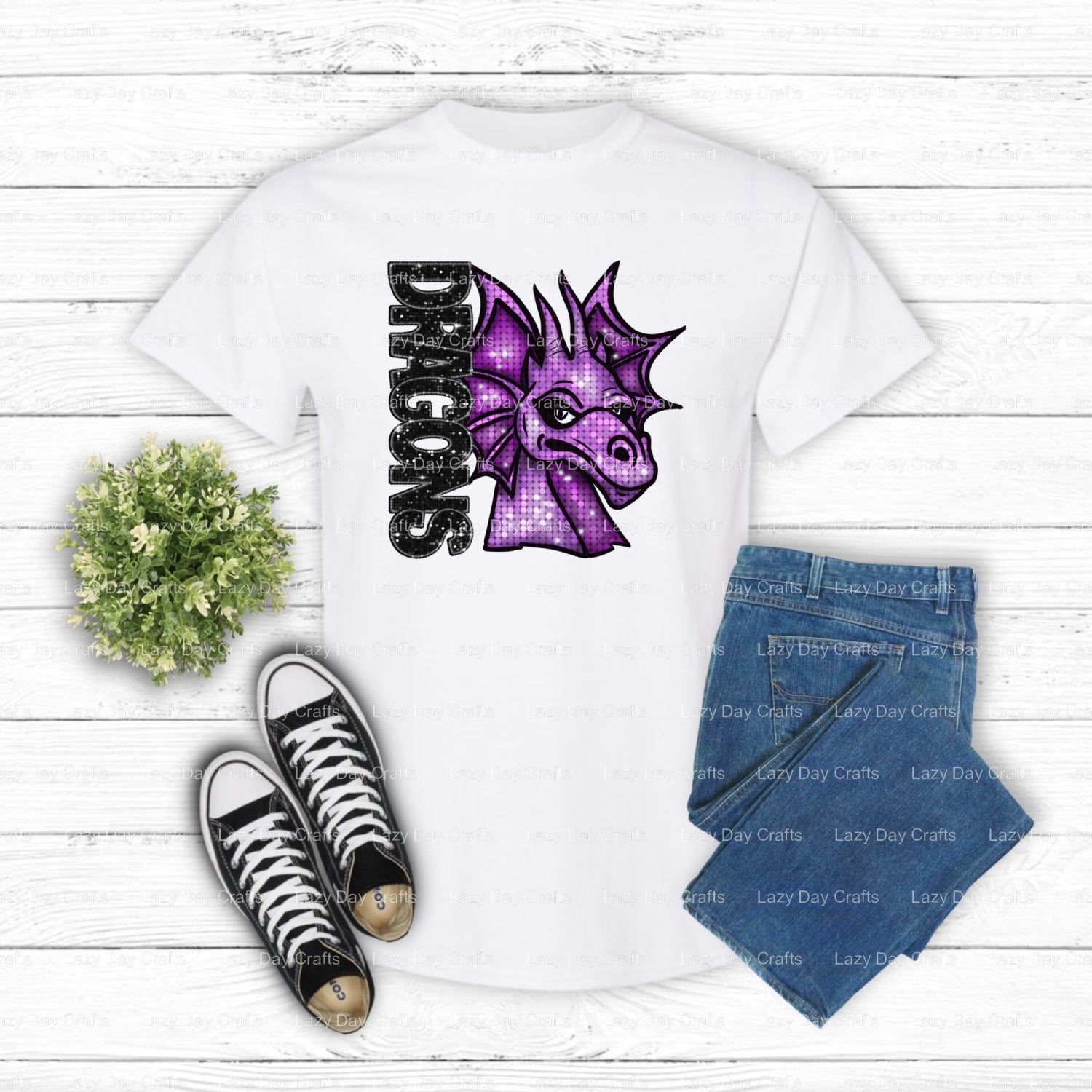 Purple Dragon Mascot School Spirit DTF Transfer (view 2 of 2) – by Lazy Day Crafts – DTF Transfers – School Mascot, DTF Tr...