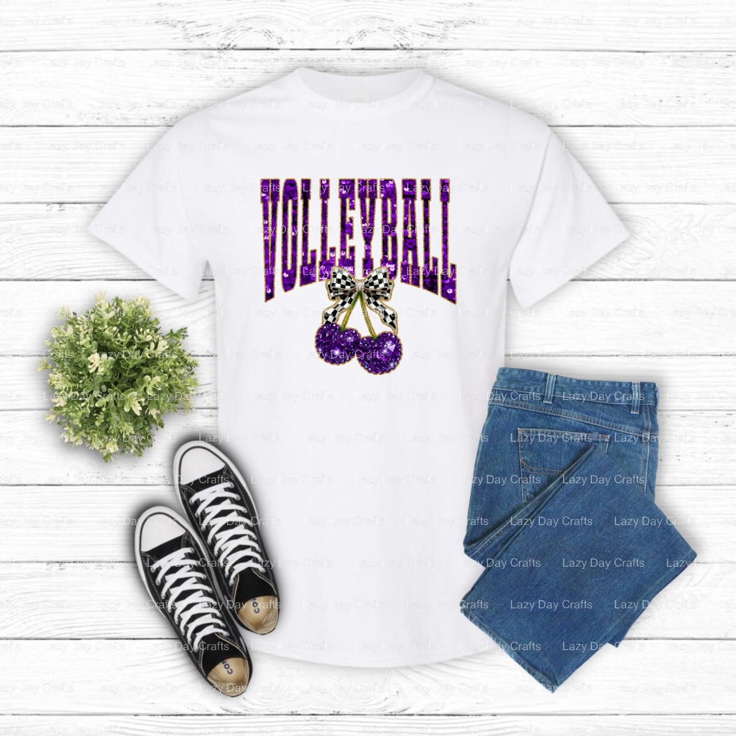 Purple Sequin Volleyball – Volleyball DTF Transfer (view 1 of 2) – by Lazy Day Crafts – DTF Transfers – Volleyball, DTF Tr...