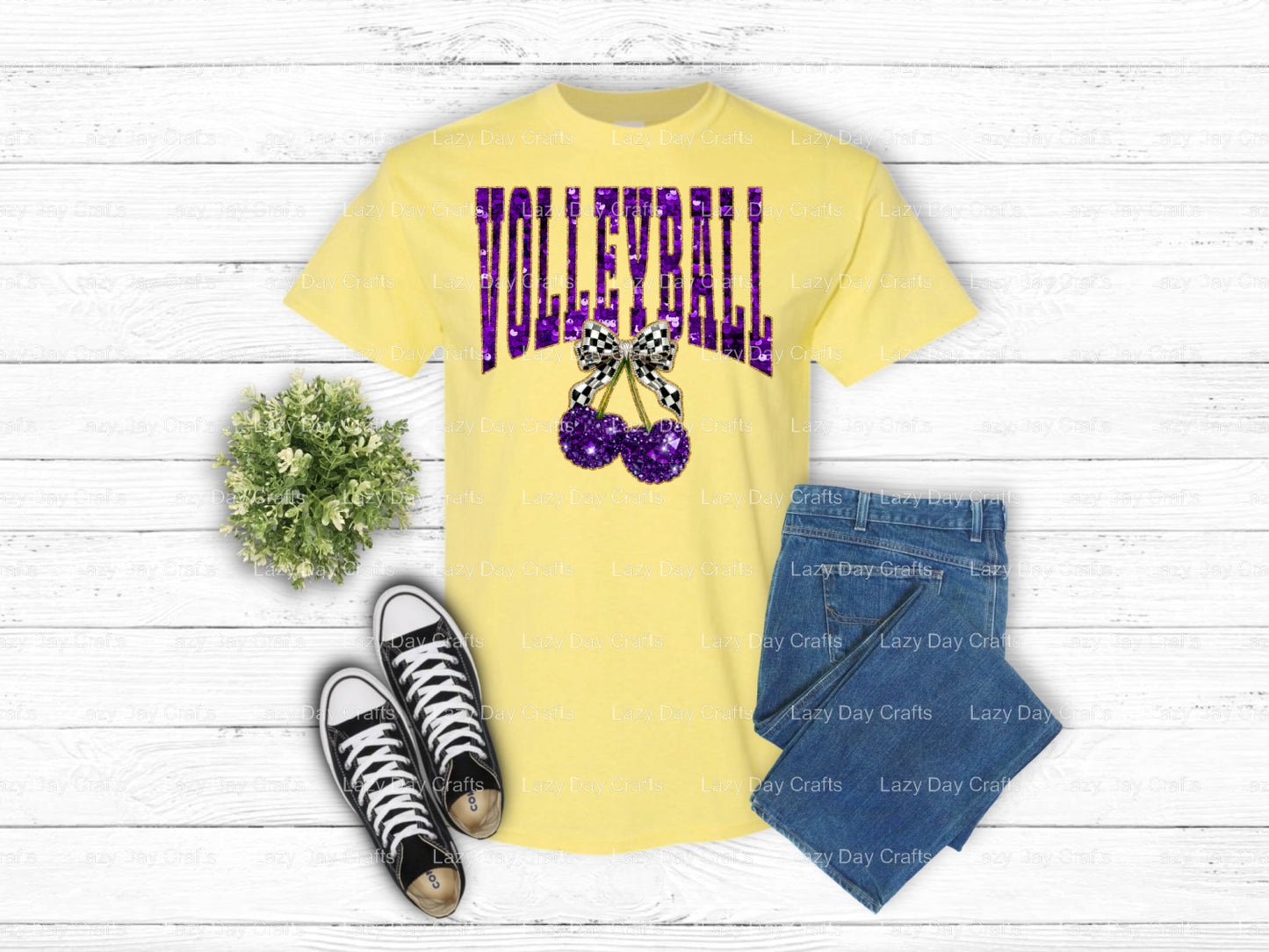 Purple Sequin Volleyball – Volleyball DTF Transfer (view 2 of 2) – by Lazy Day Crafts – DTF Transfers – Volleyball, DTF Tr...