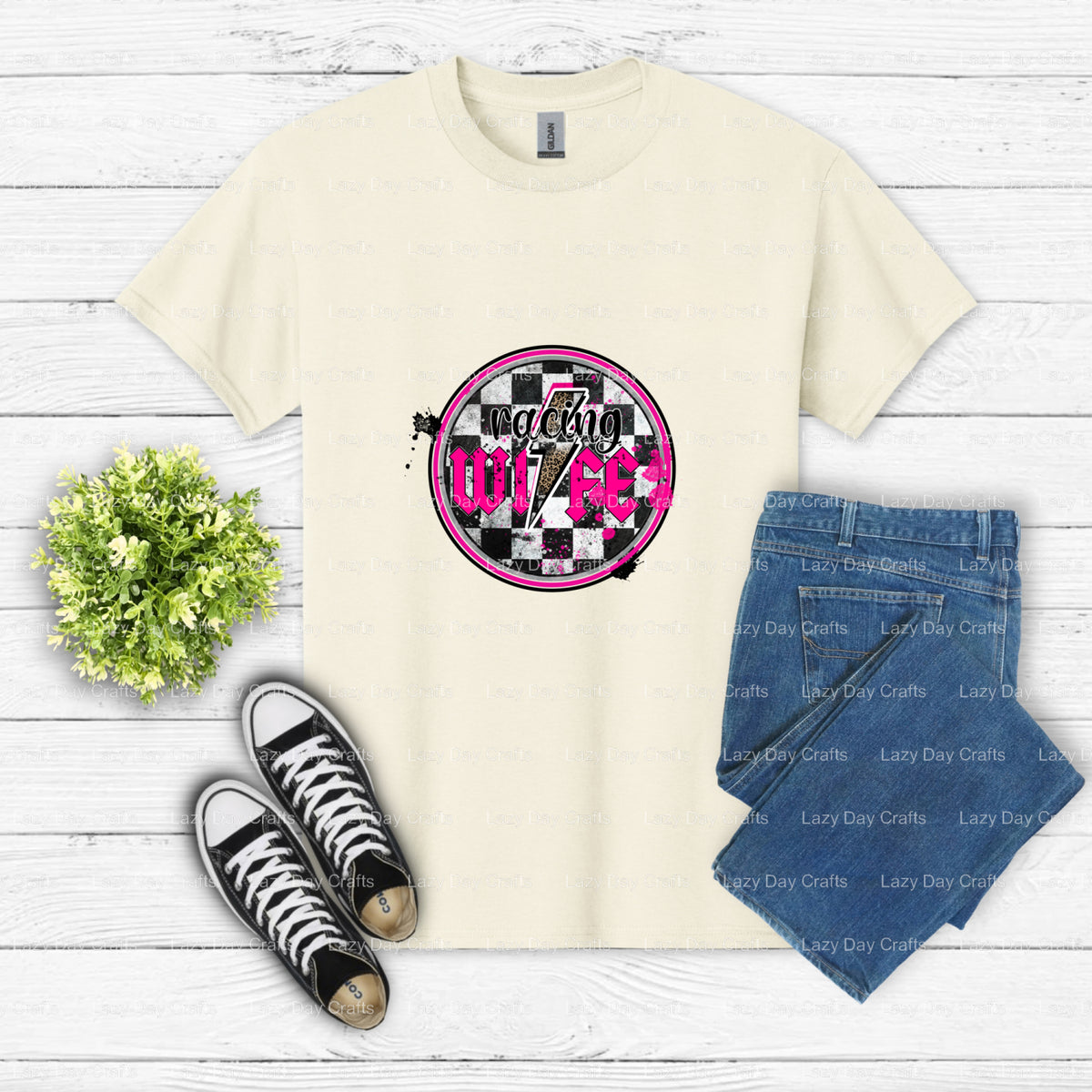 RACING WIFE LIVED TO TELL THE TALE EST. FOREVER – Racing DTF Transfer (view 2 of 2) – by Lazy Day Crafts – DTF Transfers –...