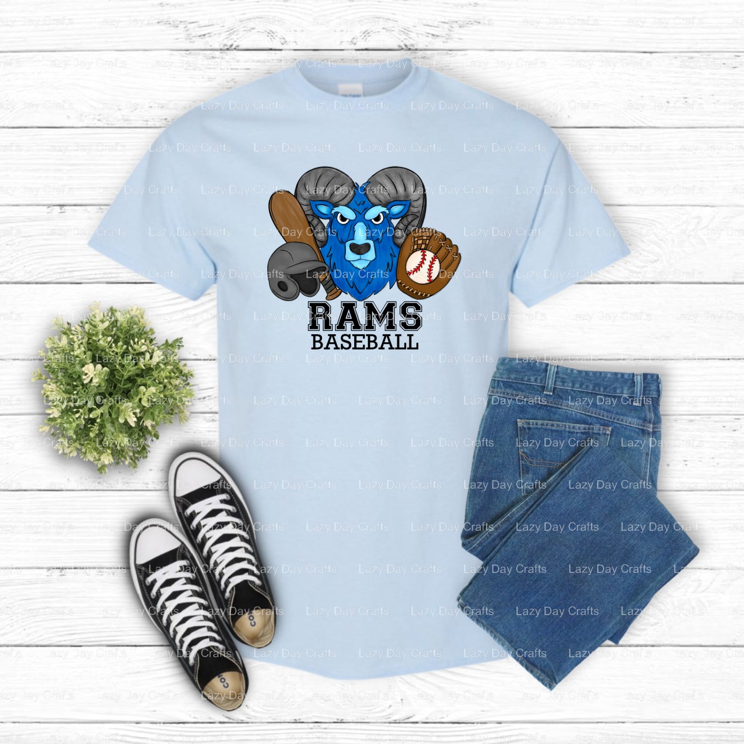 Rams Baseball – Rams DTF Transfer (view 1 of 2) – by Lazy Day Crafts – DTF Transfers – Rams, DTF Transfers