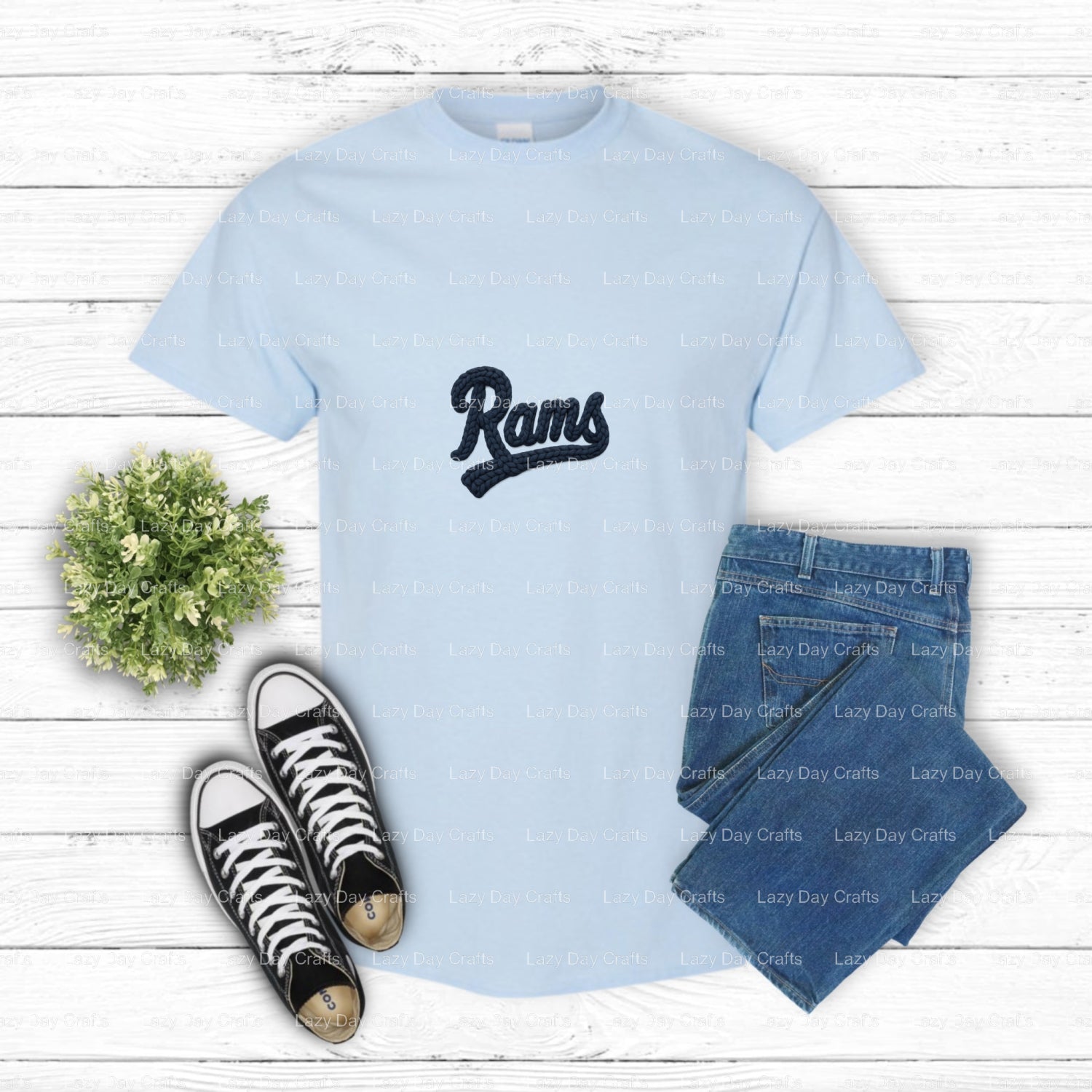 RAMS Distressed Logo – DTF Transfer (view 1 of 2) – by Lazy Day Crafts – DTF Transfers – Rams, DTF Transfers