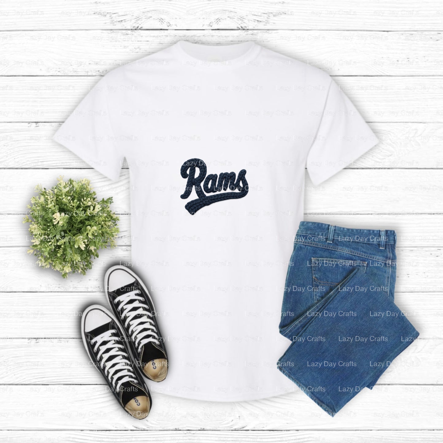RAMS Distressed Logo – DTF Transfer (view 2 of 2) – by Lazy Day Crafts – DTF Transfers – Rams, DTF Transfers