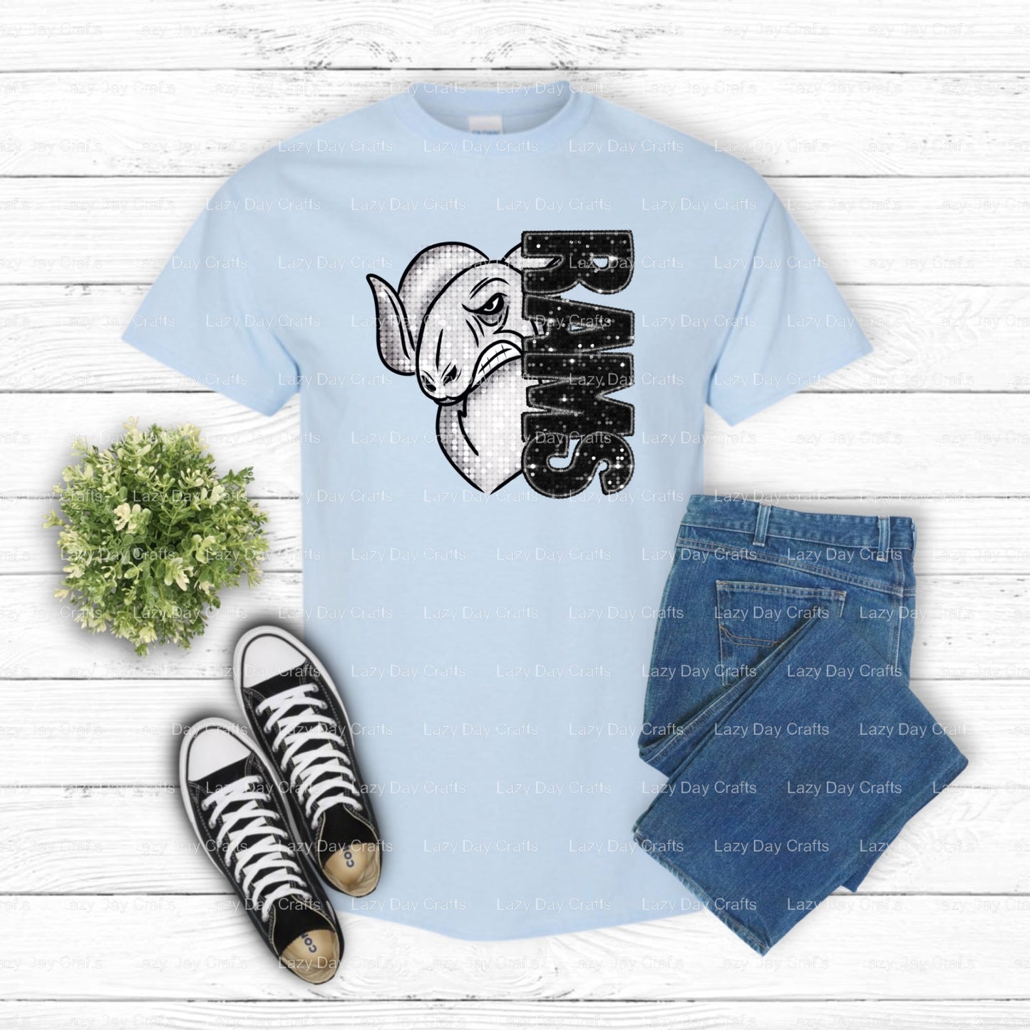 Rams – Spirit Wear DTF Transfer (view 1 of 2) – by Lazy Day Crafts – DTF Transfers – Rams, DTF Transfers