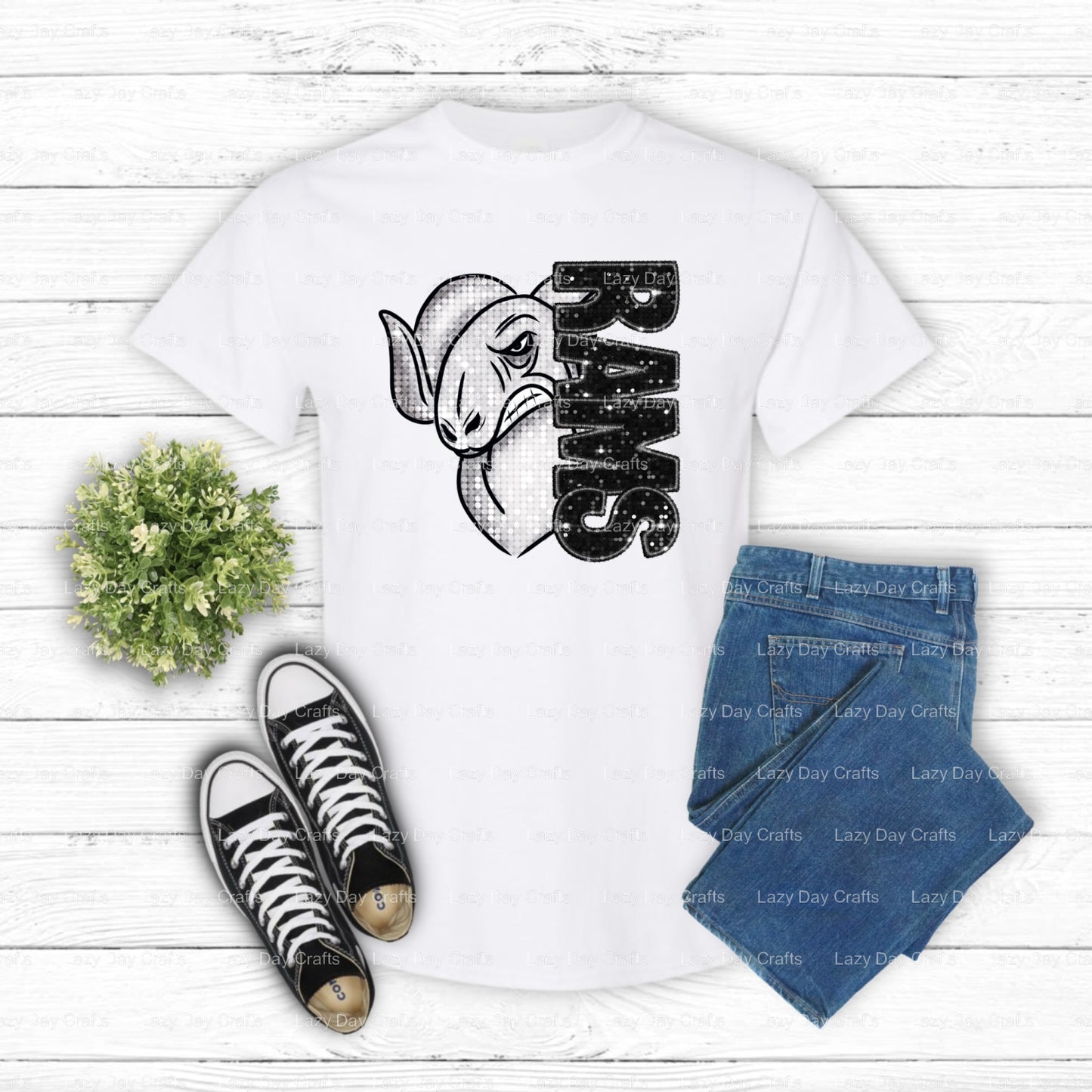 Rams – Spirit Wear DTF Transfer (view 2 of 2) – by Lazy Day Crafts – DTF Transfers – Rams, DTF Transfers