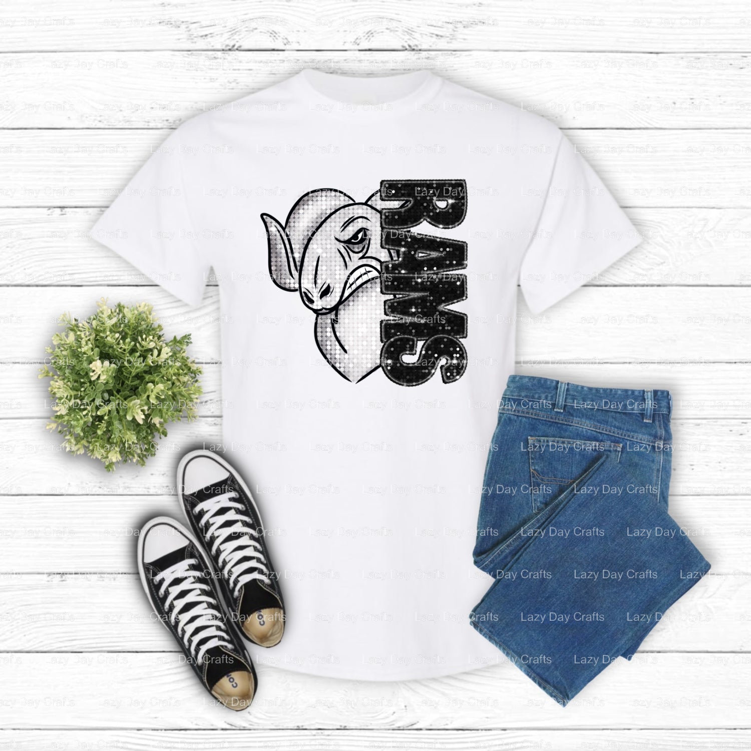 Rams – Spirit Wear DTF Transfer (view 2 of 2) – by Lazy Day Crafts – DTF Transfers – Rams, DTF Transfers
