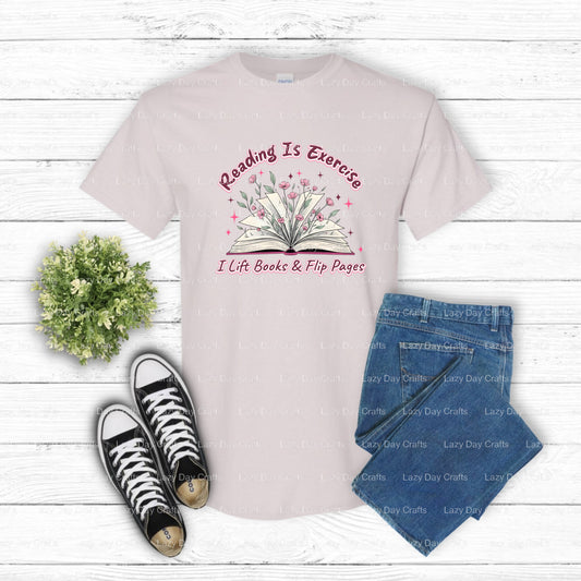READING IS EXERCISE – Book Lovers DTF Transfer (view 1 of 2) – by Lazy Day Crafts – DTF Transfers – DTF Transfers, Book Lo...