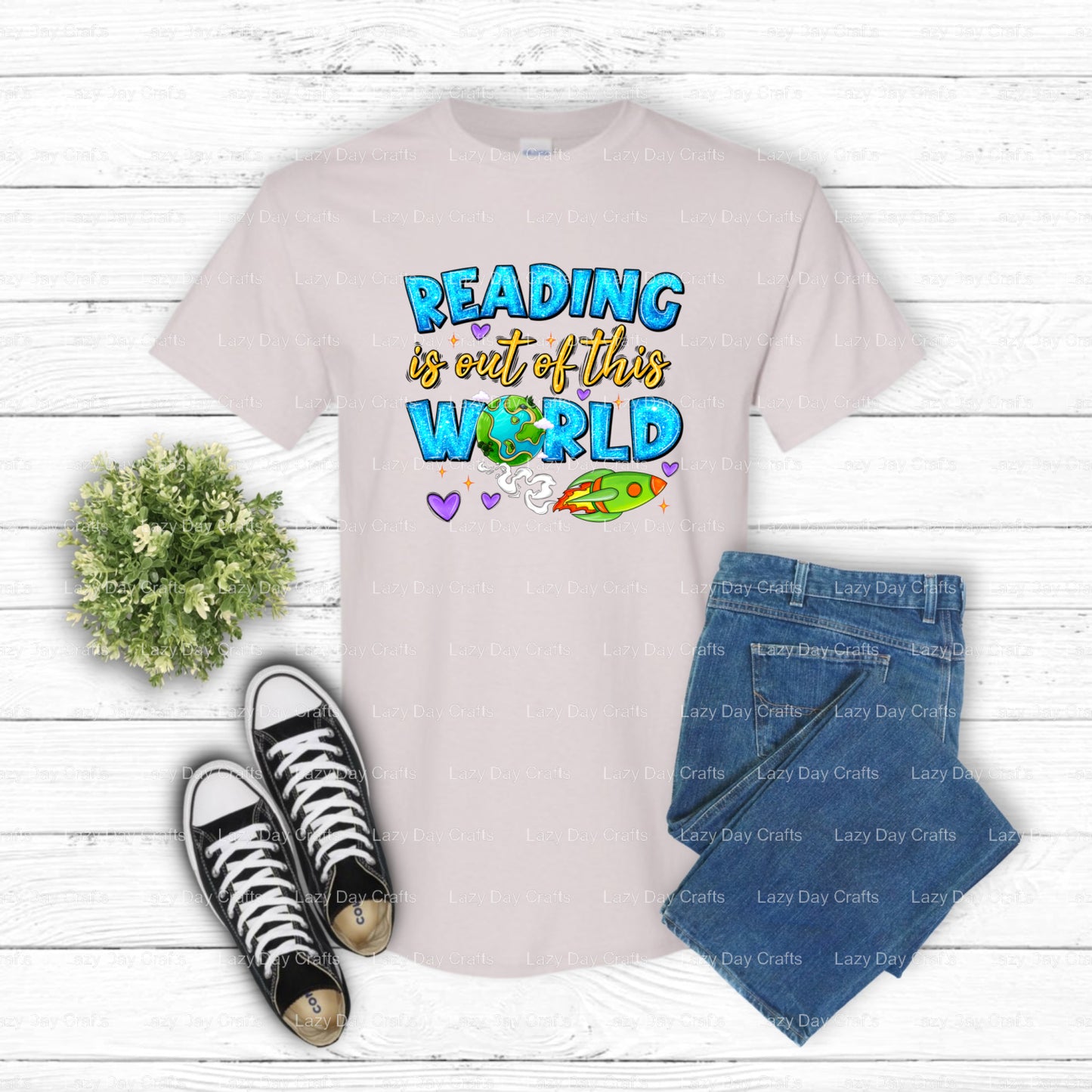 Reading Is Out Of This World – Lazy Day Crafts DTF Transfer (view 2 of 2) – DTF Transfers – DTF Transfers, Premade DTF