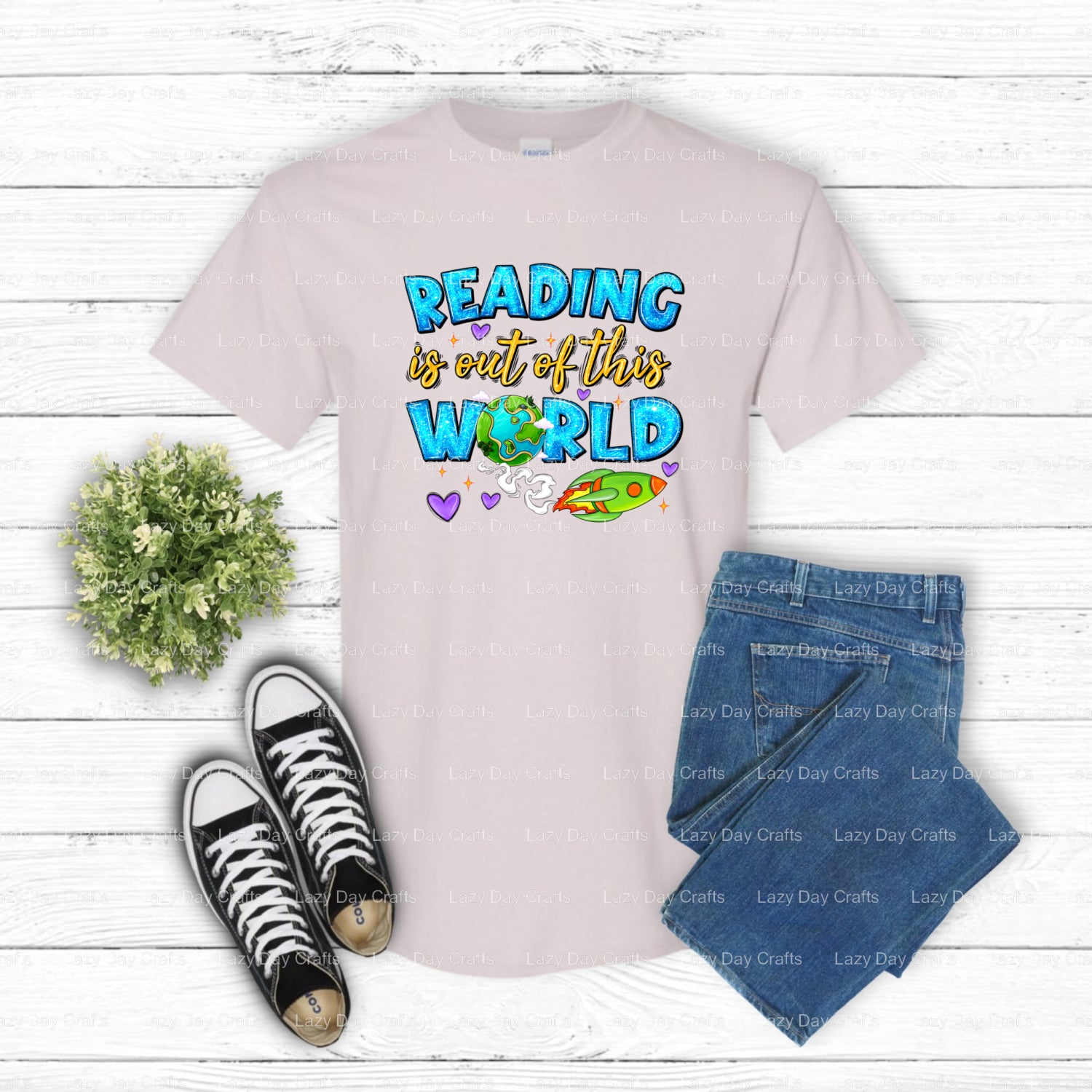 Reading Is Out Of This World – Lazy Day Crafts DTF Transfer (view 2 of 2) – DTF Transfers – DTF Transfers, Premade DTF
