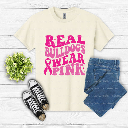 Real Bulldogs Wear Pink – School Mascot DTF Transfer (view 1 of 2) – by Lazy Day Crafts – DTF Transfers – School Mascot, A...