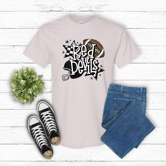 Red Devil Mascot Varsity – School Spirit DTF Transfer (view 1 of 2) – by Lazy Day Crafts – DTF Transfers – School Spirit,...