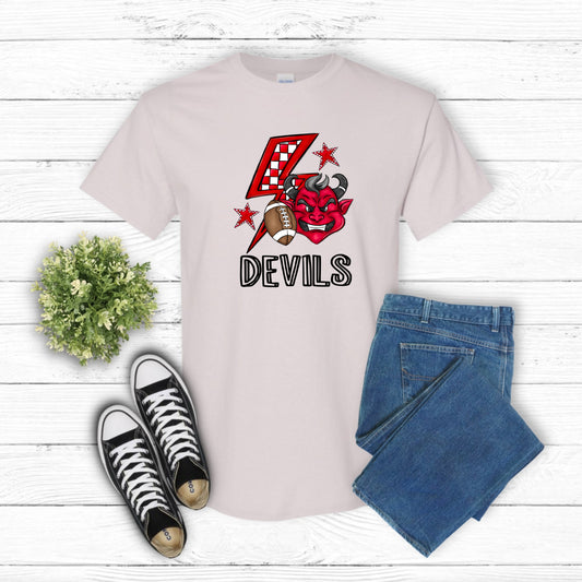 RED DEVILS FOOTBALL – School Spirit DTF Transfer (view 1 of 2) – by Lazy Day Crafts – DTF Transfers – School Spirit, Schoo...