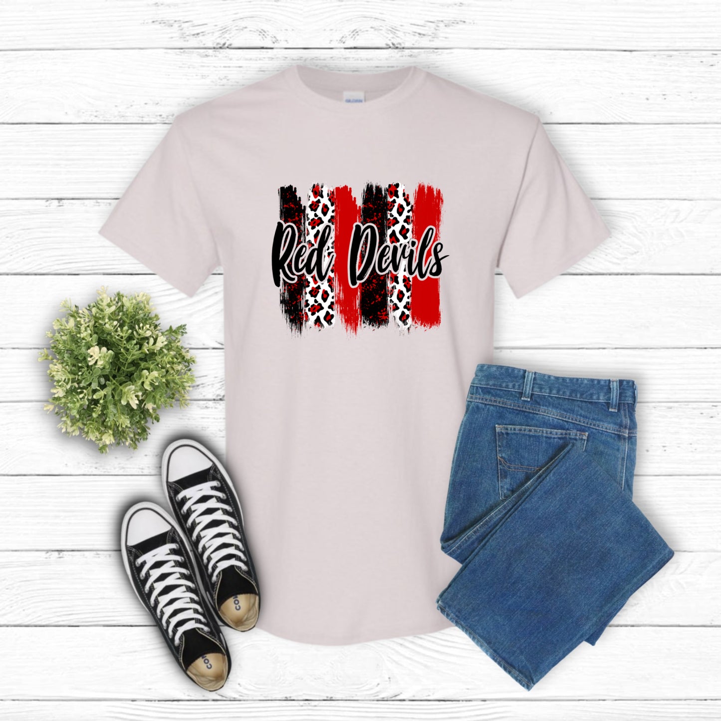 RED DEVILS Mascot – School Spirit DTF Transfer (view 1 of 2) – by Lazy Day Crafts – DTF Transfers – School Mascot, Apparel...