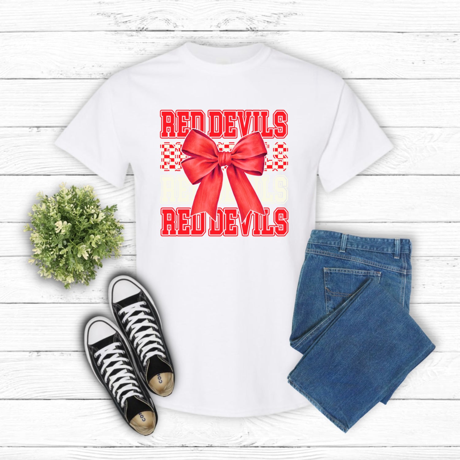 RED DEVILS Mascot – School Spirit DTF Transfer (view 2 of 2) – by Lazy Day Crafts – DTF Transfers – School Mascot, School...