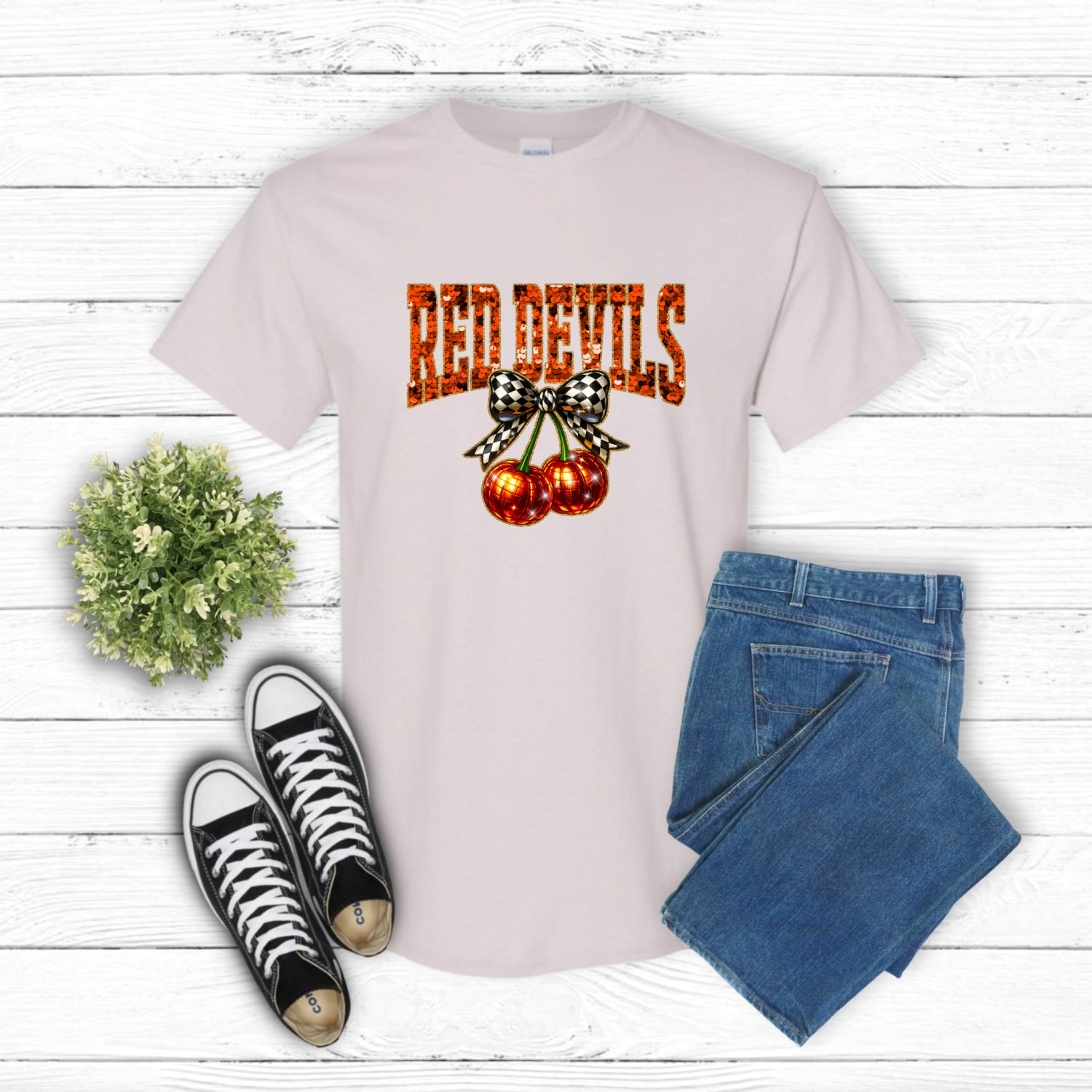 RED DEVILS PUMPKIN PATCH – School Mascot DTF Transfer (view 1 of 2) – by Lazy Day Crafts – DTF Transfers – School Mascot,...