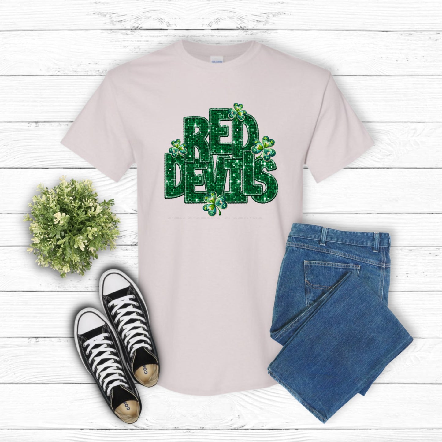 RED DEVILS – School Mascot DTF Transfer (view 1 of 2) – by Lazy Day Crafts – DTF Transfers – School Spirit, School Mascot