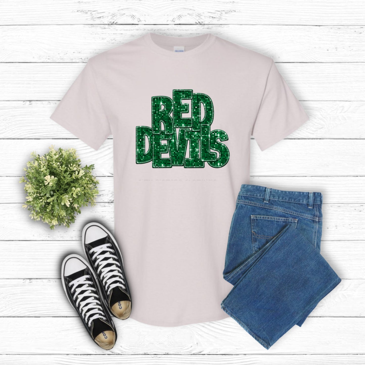 RED DEVILS – School Mascot DTF Transfer (view 2 of 2) – by Lazy Day Crafts – DTF Transfers – School Mascot, Apparel Decora...
